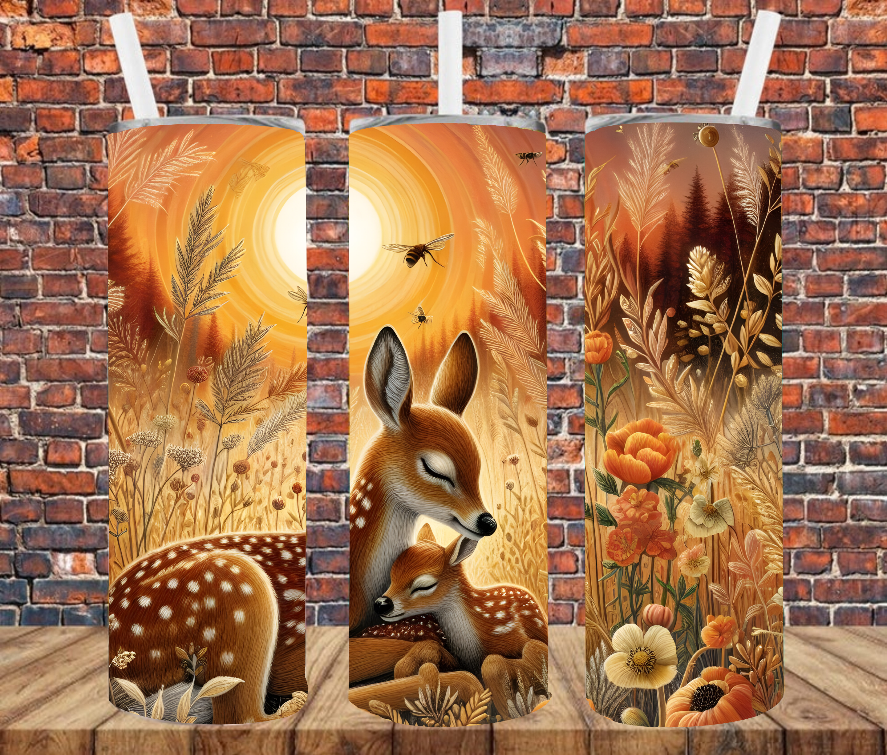 Fawns Laying Sunset - Tumbler Wrap - Sublimation Transfers