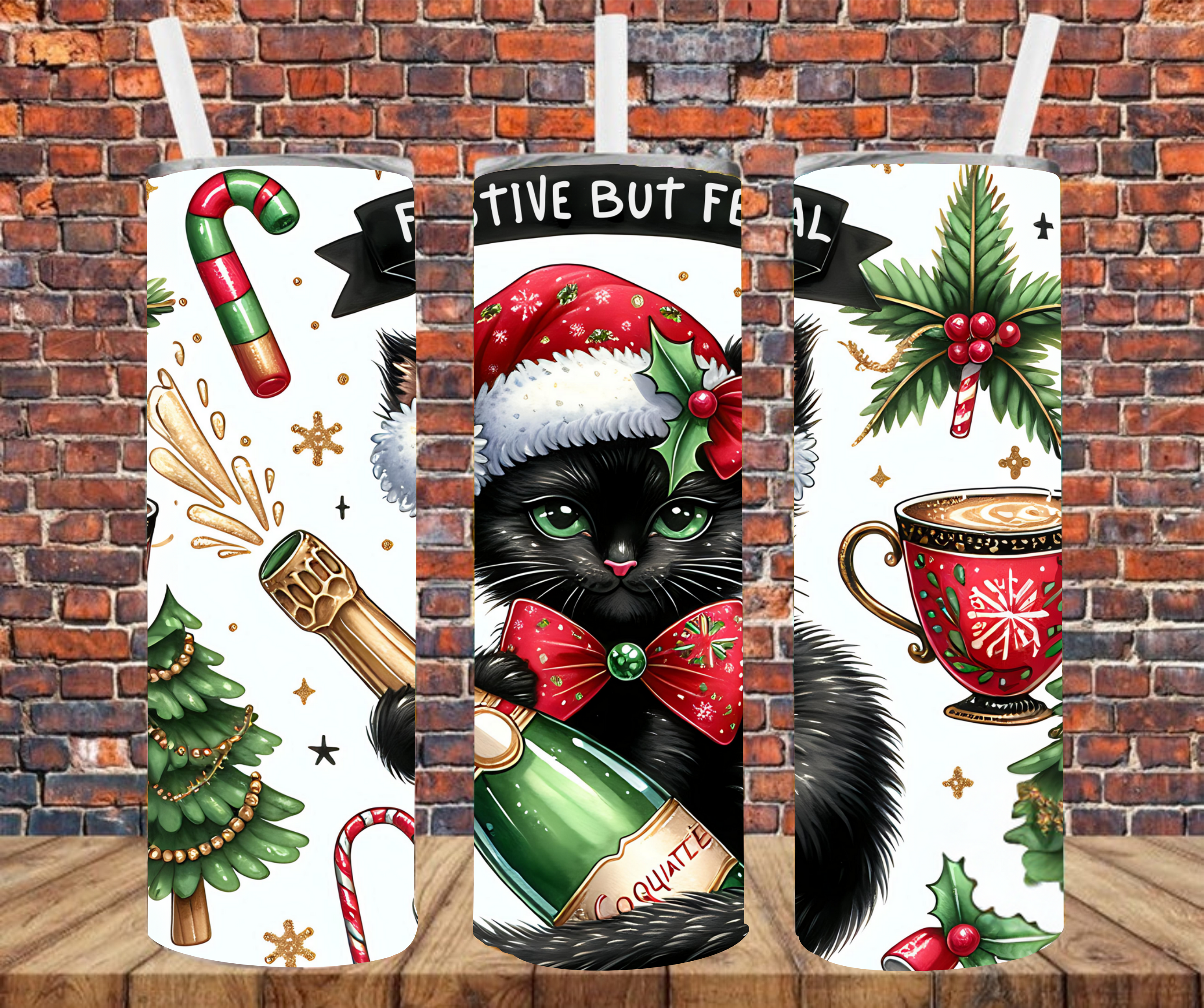 Festive But Feral - Tumbler Wrap - vinyl Transfers