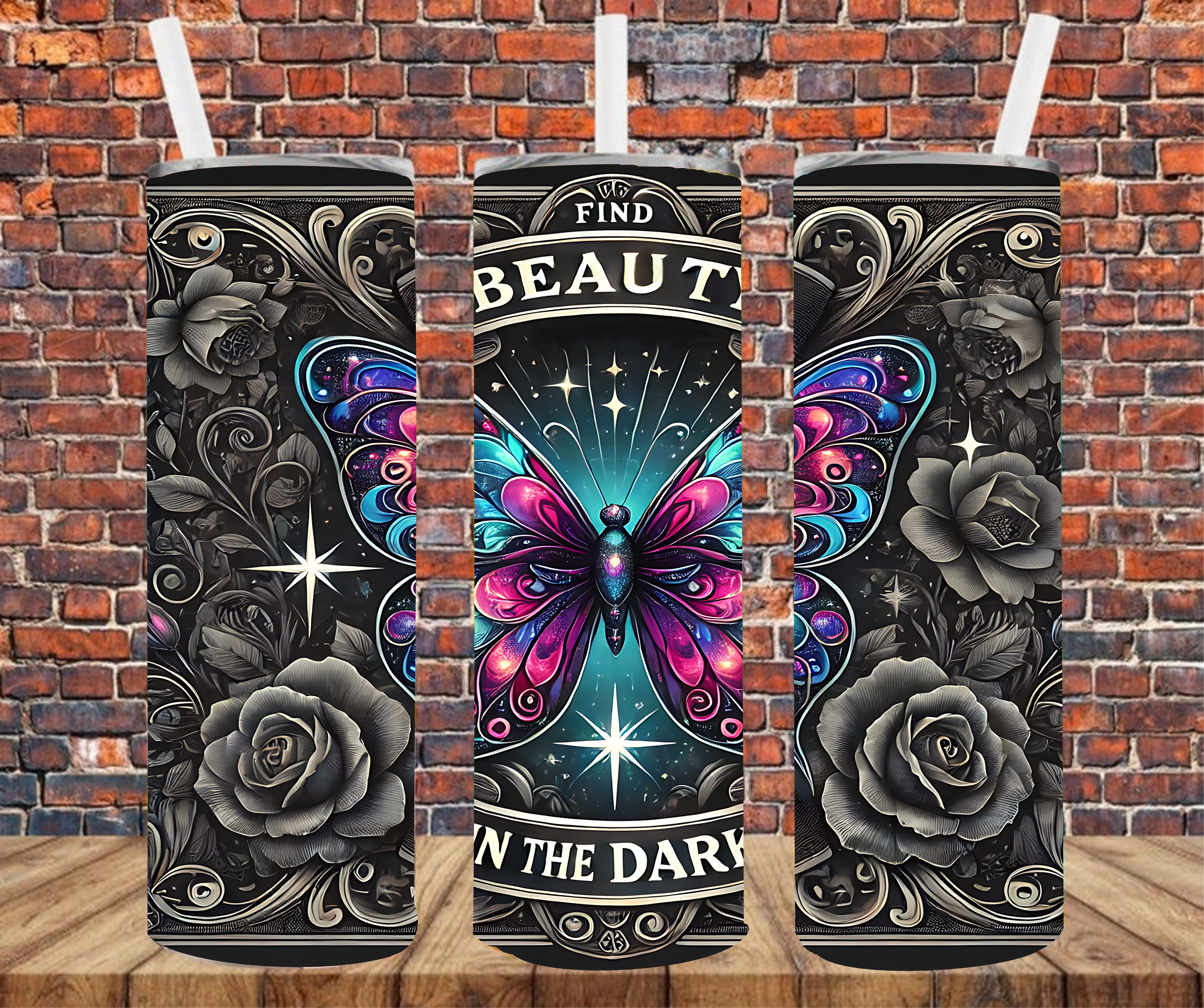 Find Beauty In The Dark - Tumbler Wrap - Sublimation Transfer