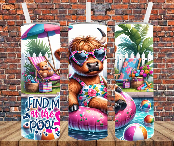 Find Me At The Pool - Tumbler Wrap - Sublimation Transfers