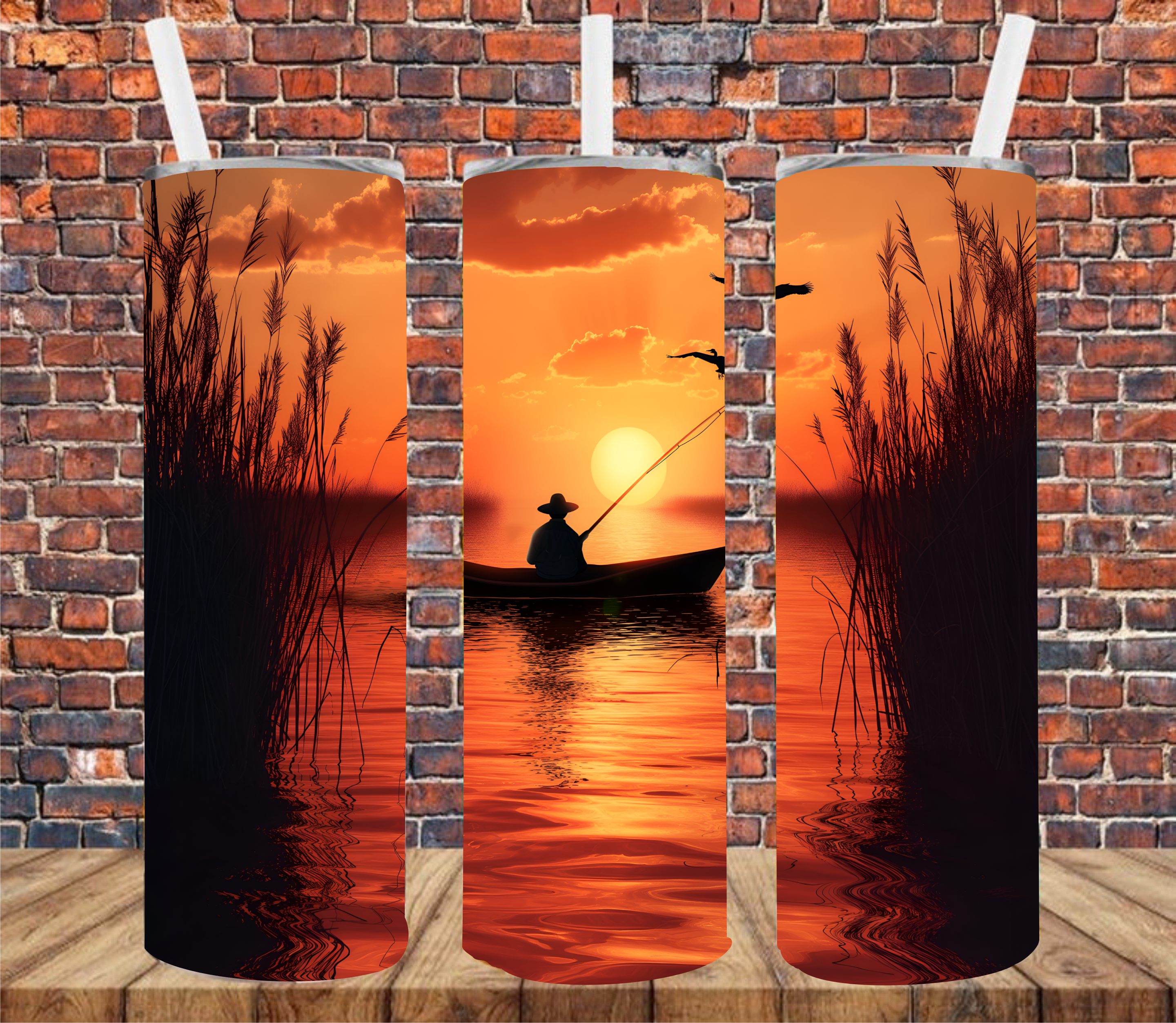 Sunset Fishing - Tumbler Wrap - Sublimation Transfer