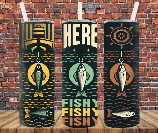 Here Fishy Fishy - Tumbler Wrap - Sublimation Transfers