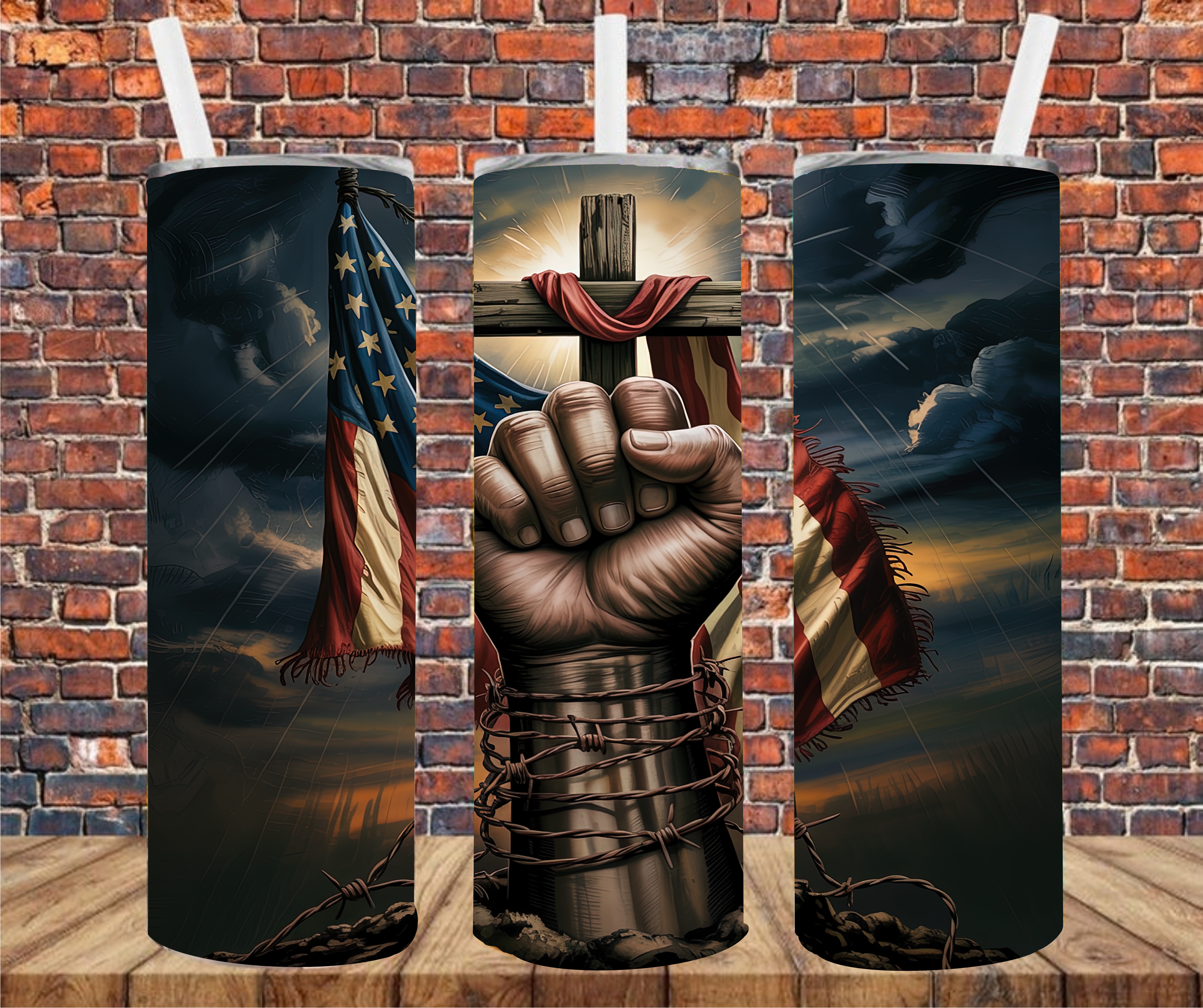 Stand Strong For The Cross & The Flag - Tumbler Wrap - Sublimation Transfer