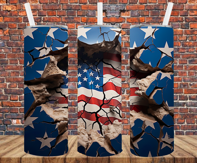 Patriotic Flag Bust Through - Tumbler Wrap - Sublimation Transfers
