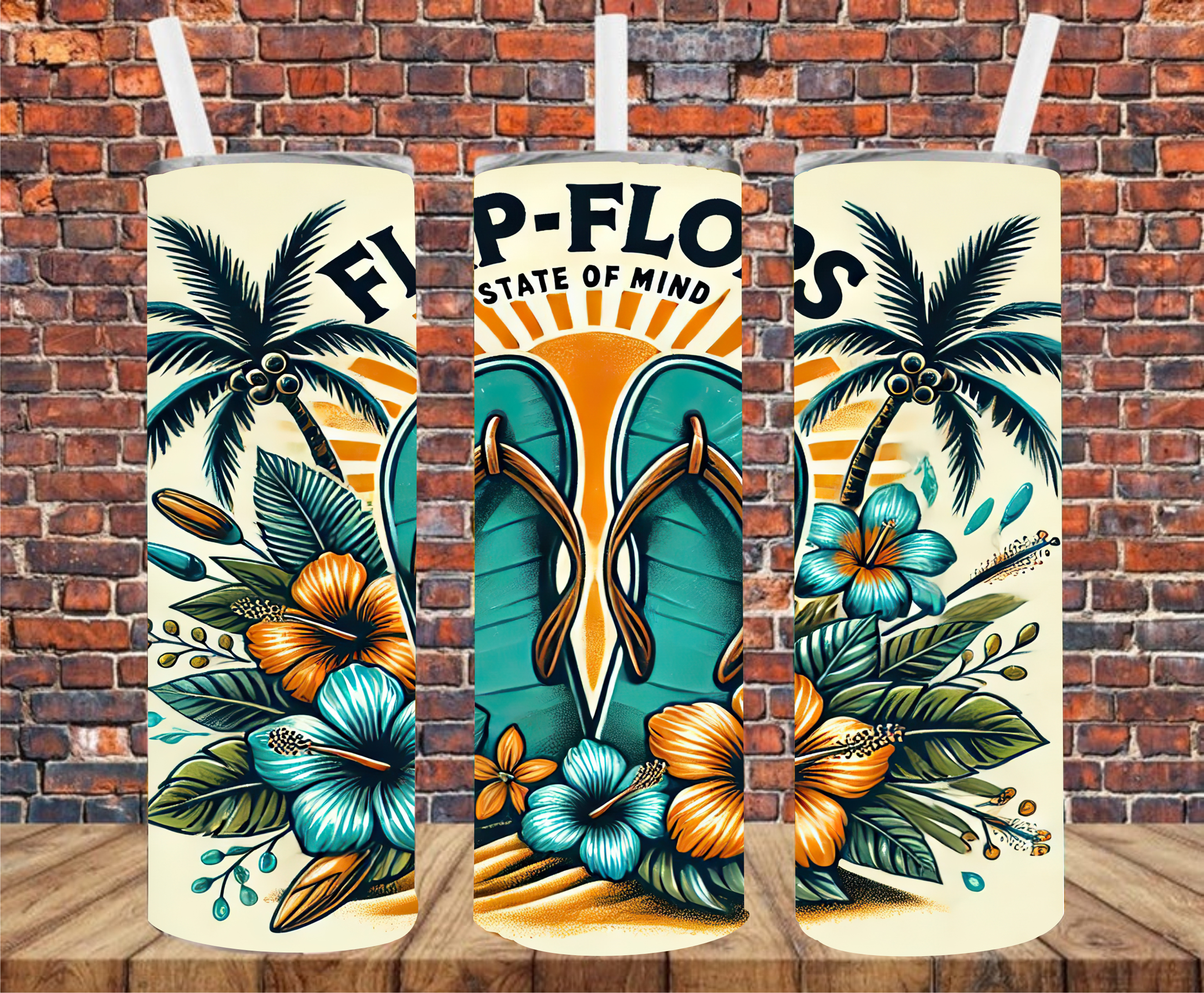 Flip Flops State Of Mind - Tumbler Wrap - Sublimation Transfer