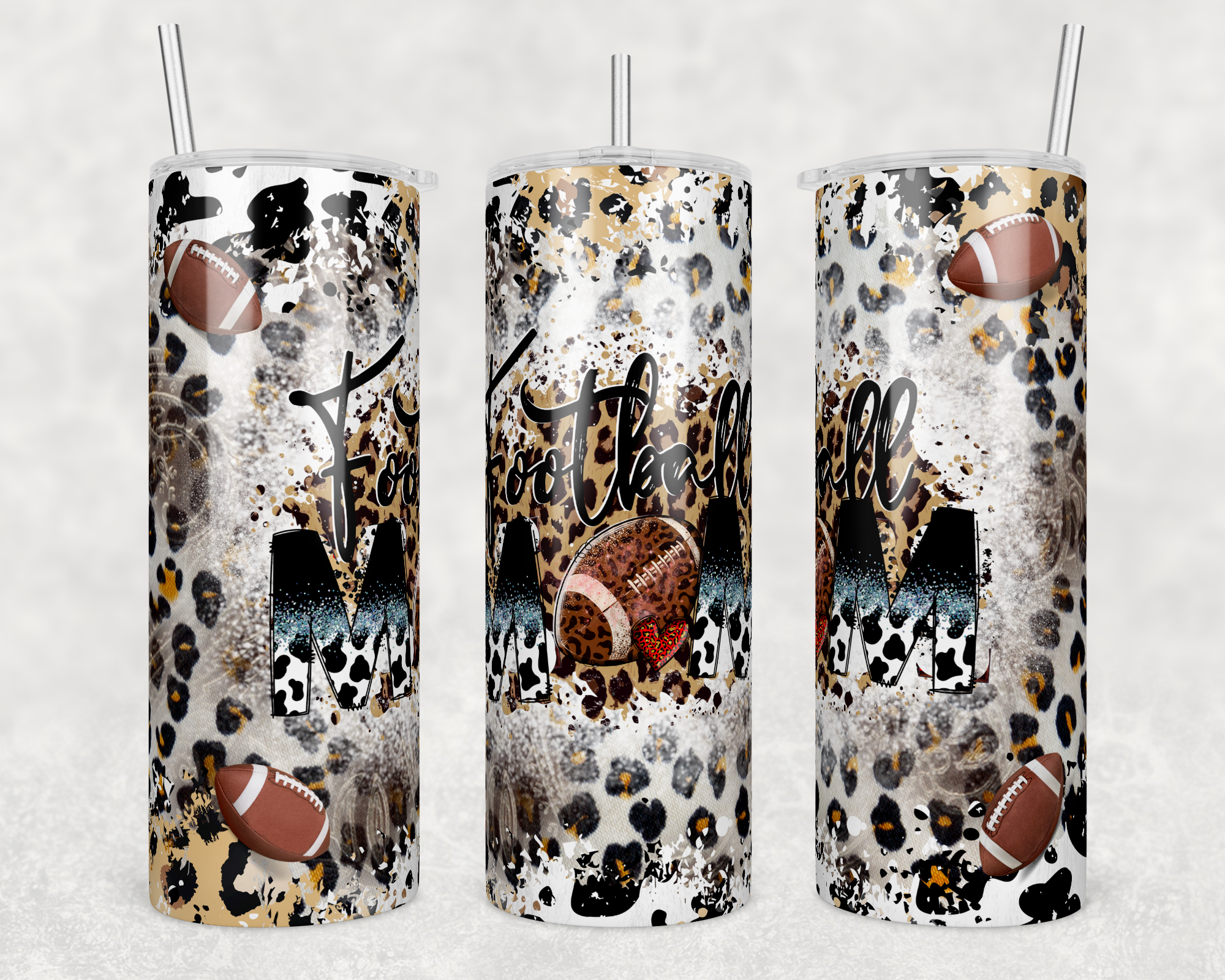 Football Mom - Tumbler Wrap Sublimation Transfers