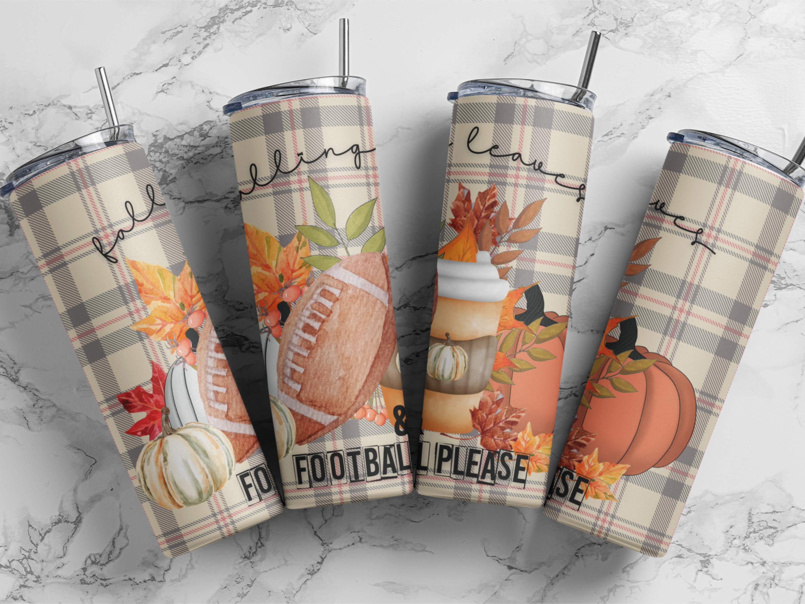 Falling Leaves & Football Please - Tumbler Wrap Sublimation Transfers