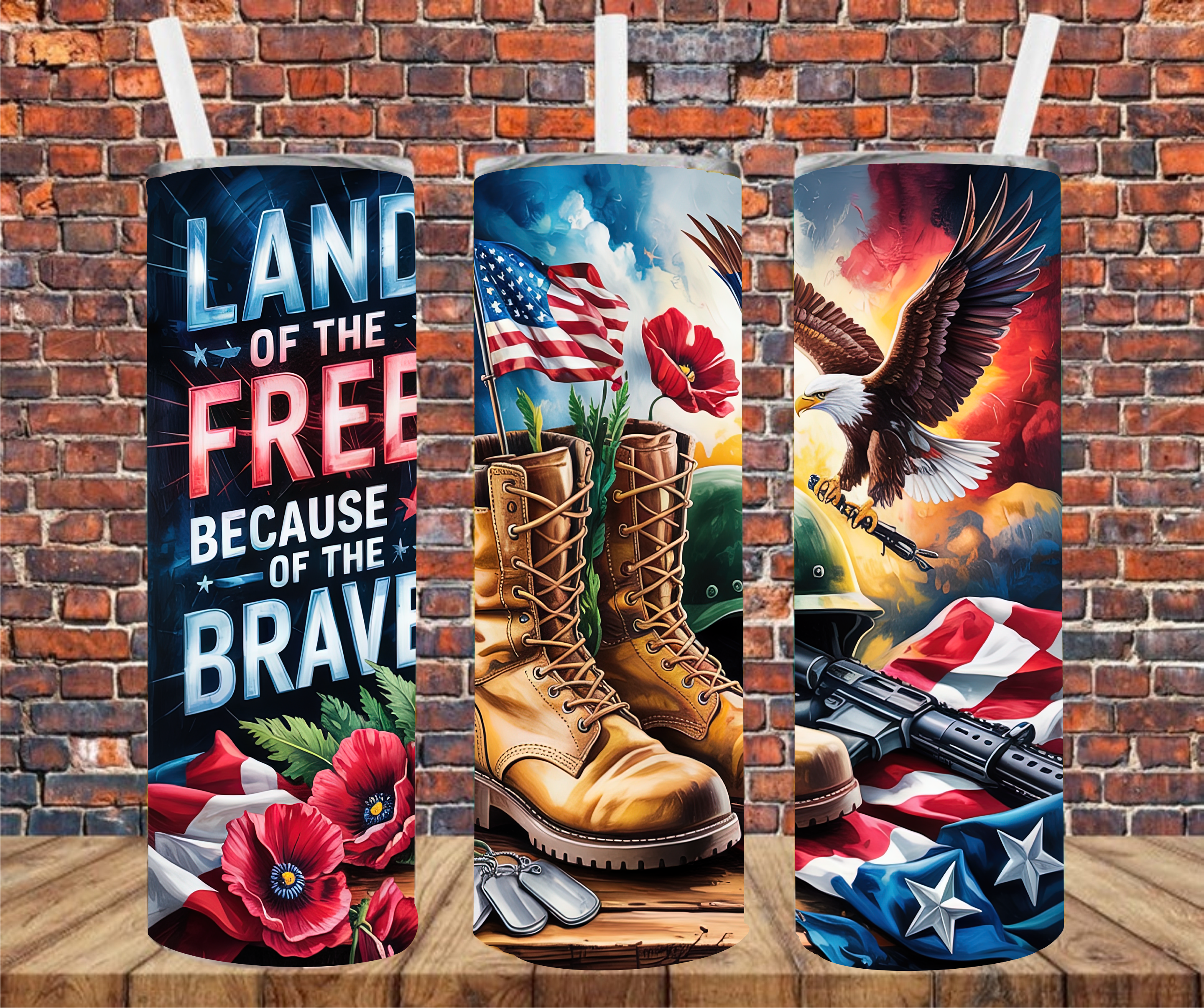 Land Of The Free Because Of The Brave -  Tumbler Wrap - Sublimation Transfer