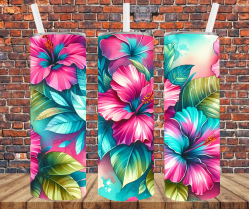 Tropical Hibiscus - Tumbler Wrap - Sublimation Transfers