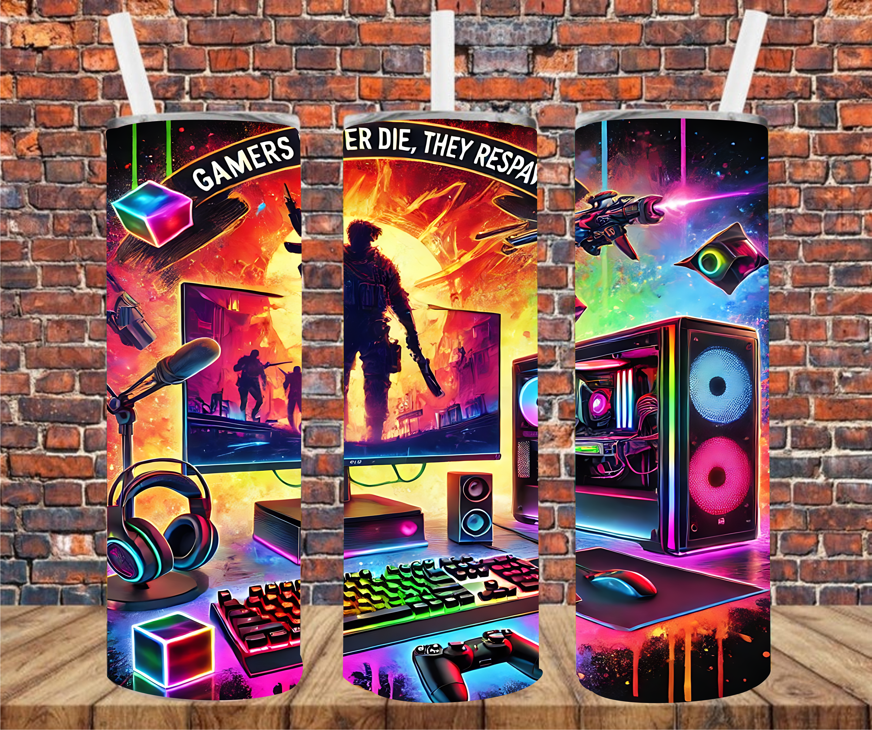 Gamers Never Die, They Respawn -  Tumbler Wrap - Sublimation Transfer