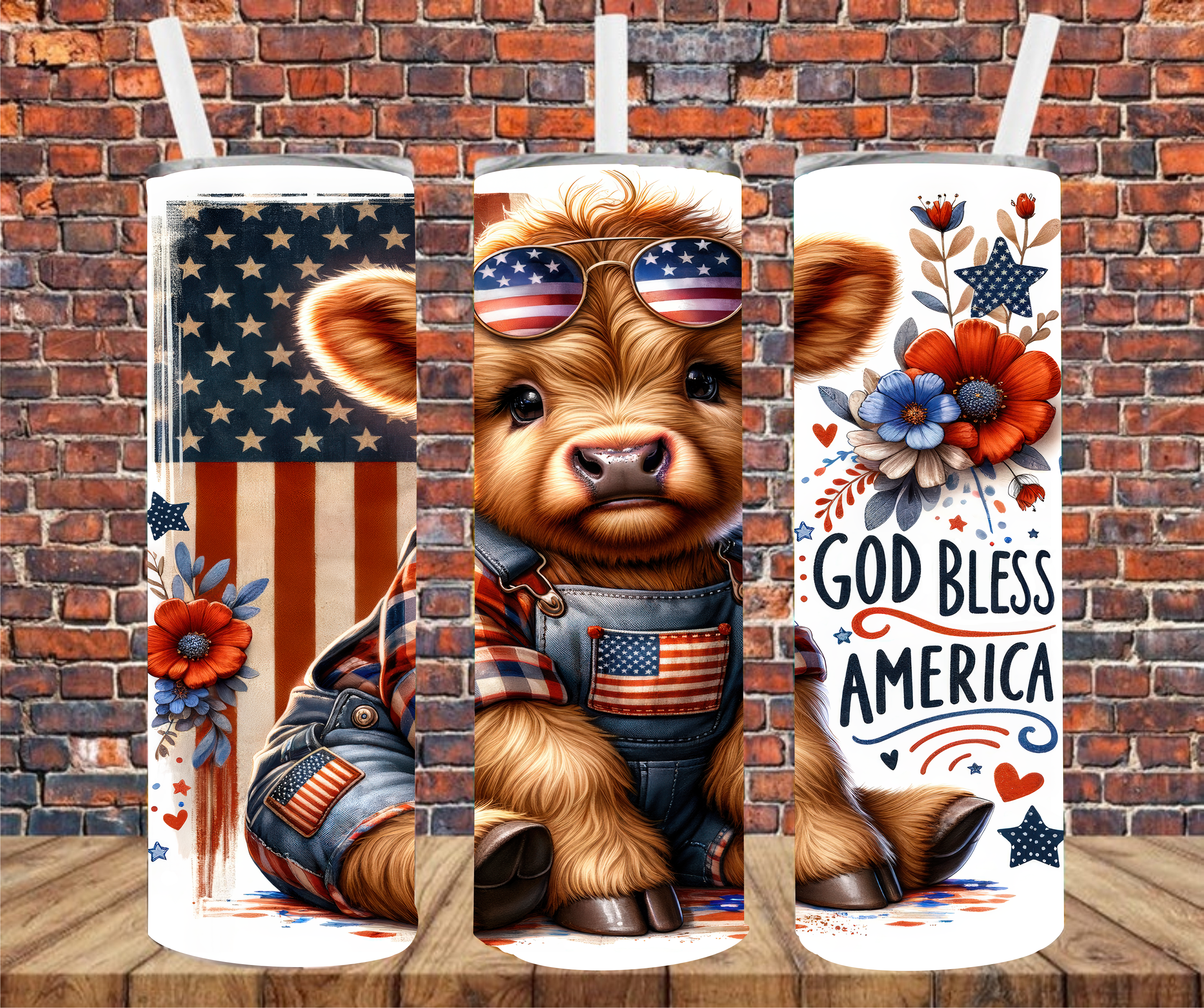 God Bless America - Tumbler Wrap - Sublimation Transfer