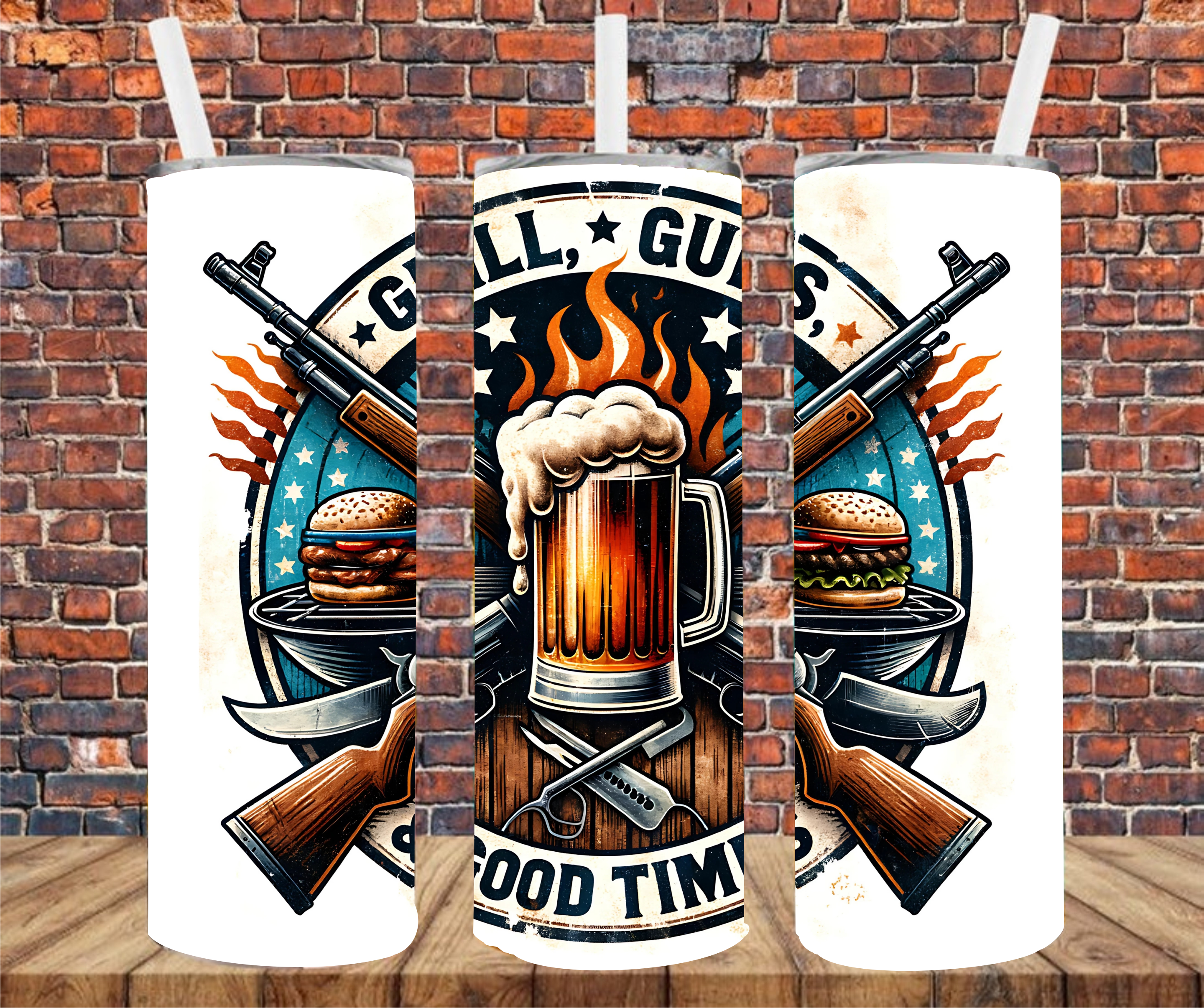 Grill, Guns & Good Times - Tumbler Wrap - Sublimation Transfers