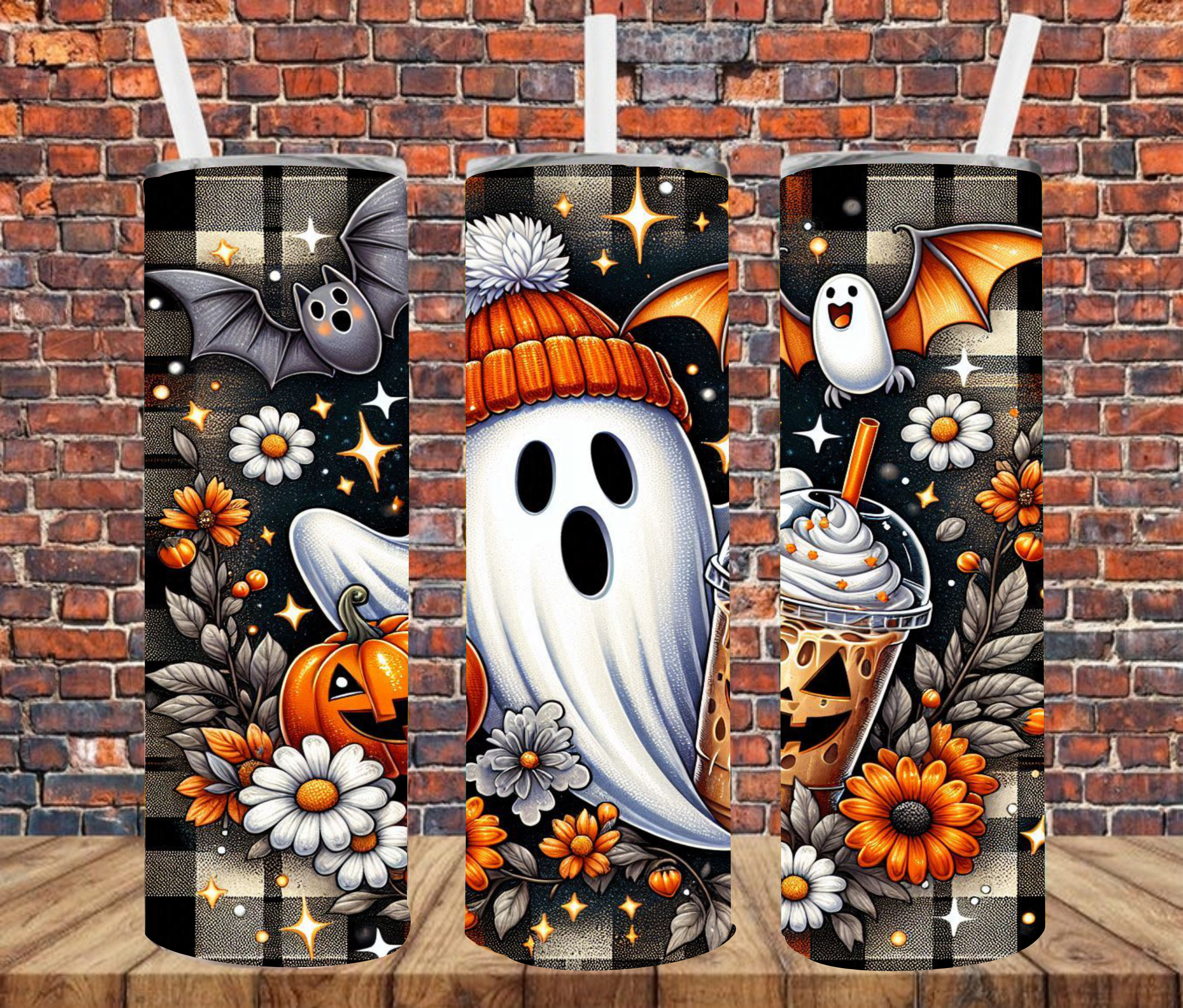Cute Ghost - Tumbler Wrap - vinyl Transfers