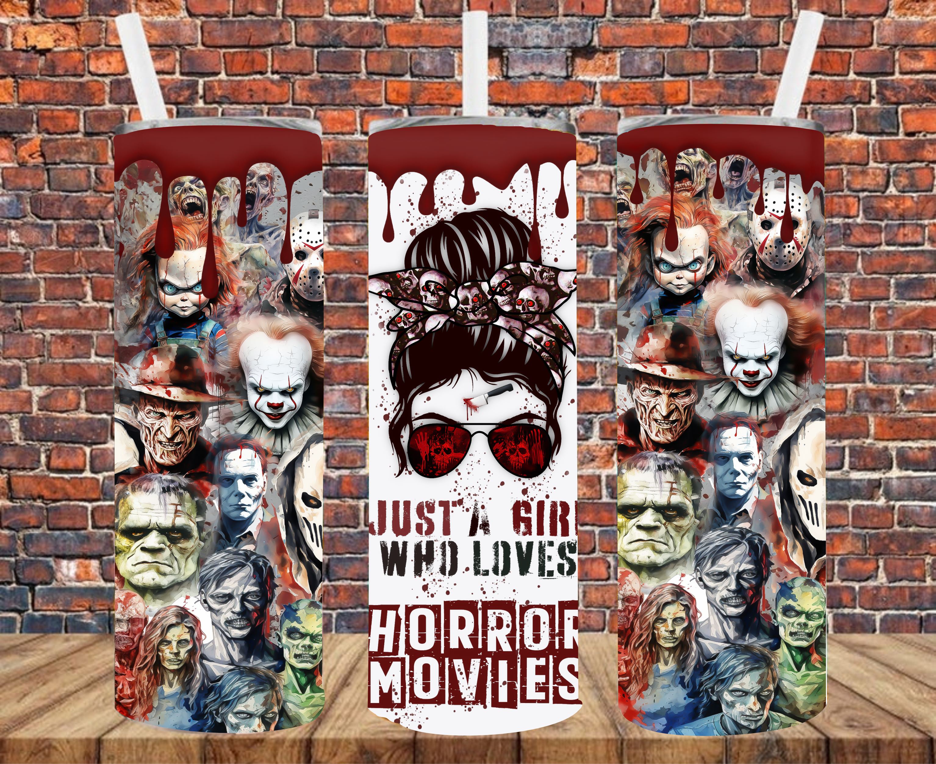 Just A Girl Who Loves Horror Movies - Tumbler Wrap - Sublimation Transfers