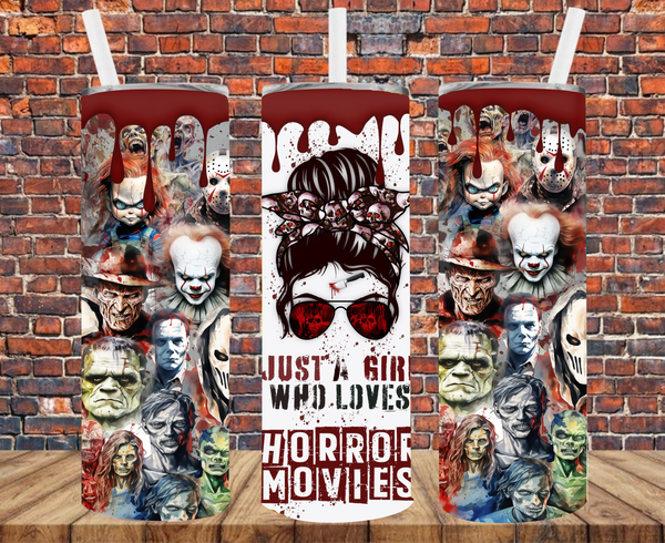 Just A Girl Who Loves Horror Movies - Tumbler Wrap - Sublimation Transfers