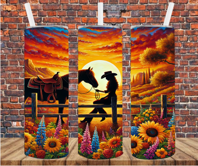Cowgirl Sunset - Tumbler Wrap - Sublimation Transfer