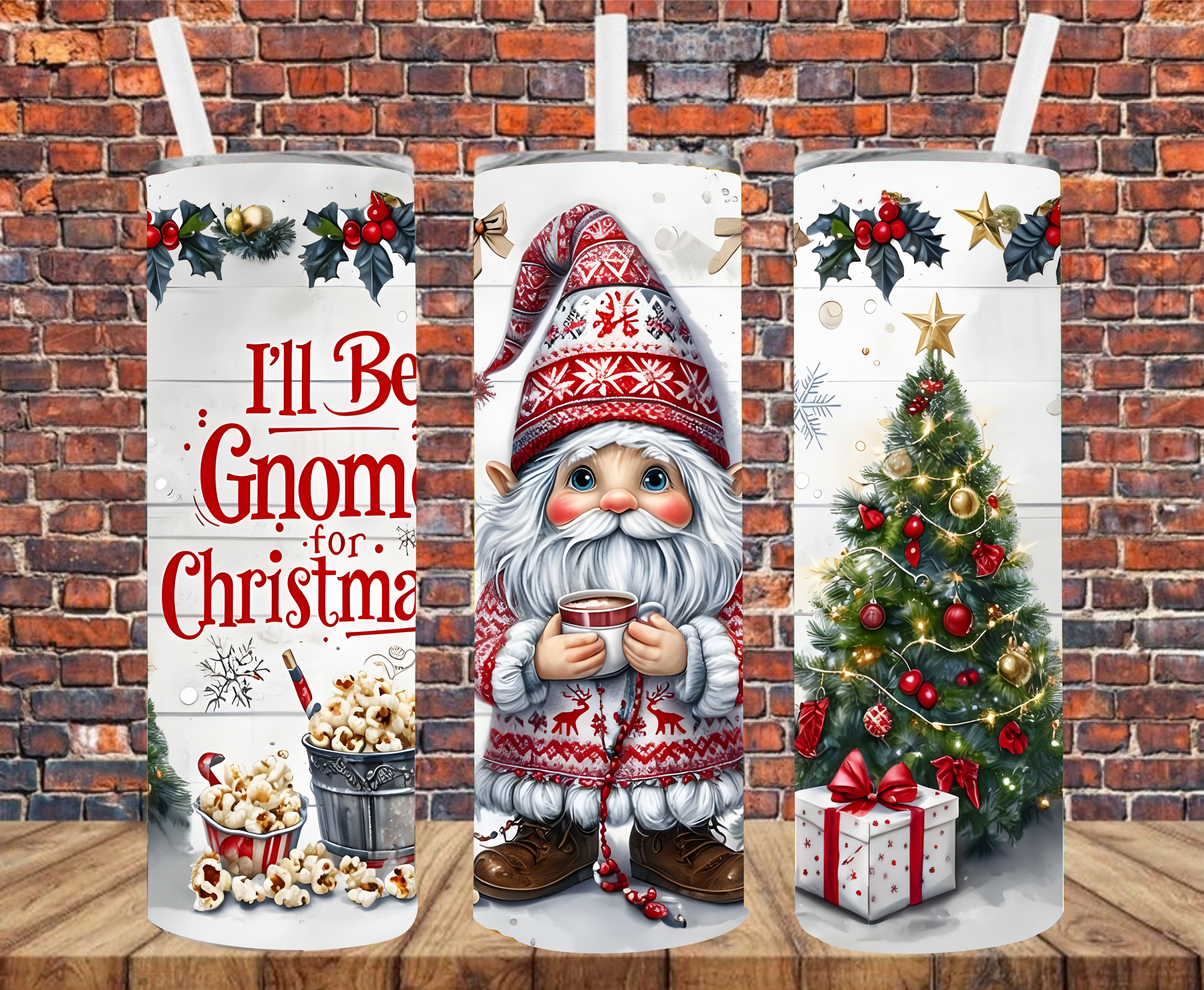 I'll Be Gnome For Christmas - Tumbler Wrap - Sublimation Transfers