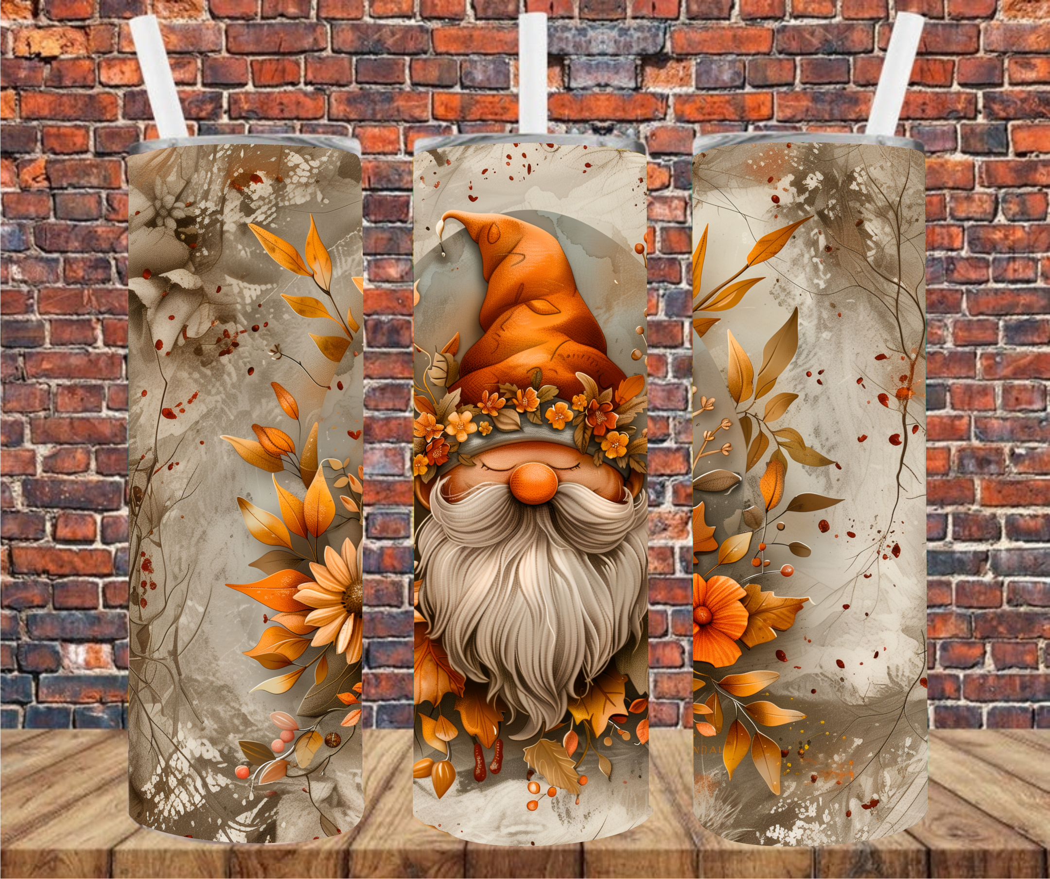 Fall Gnome - Tumbler Wrap - Vinyl Transfers