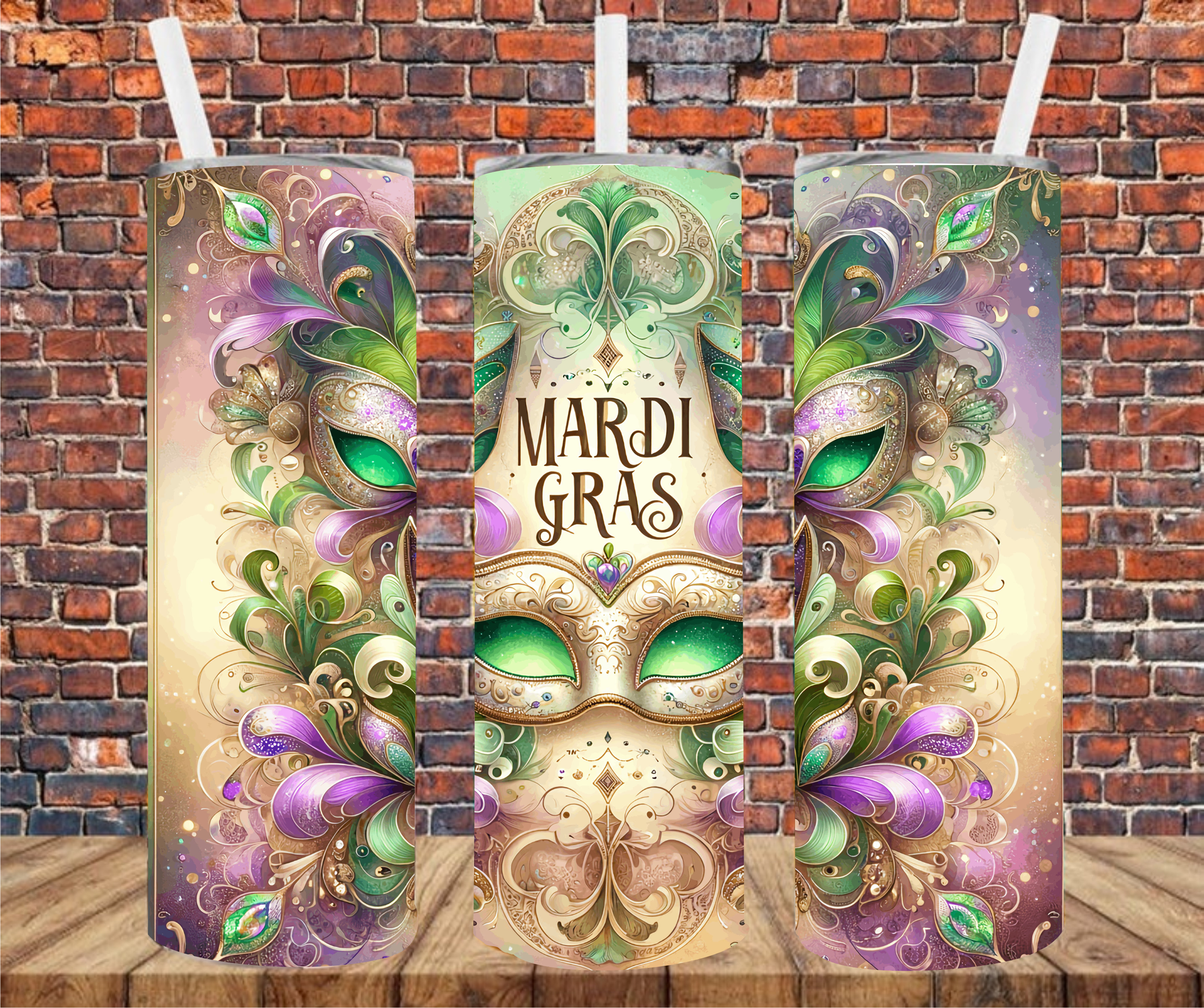 Mardi Gras - Tumbler Wrap - Vinyl Transfers