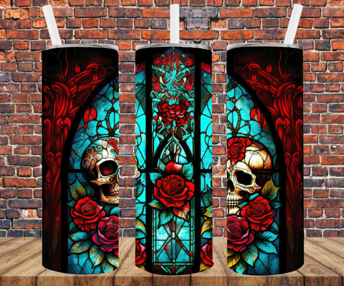 Stained Glass Skulls - Tumbler Wrap - Sublimation Transfers