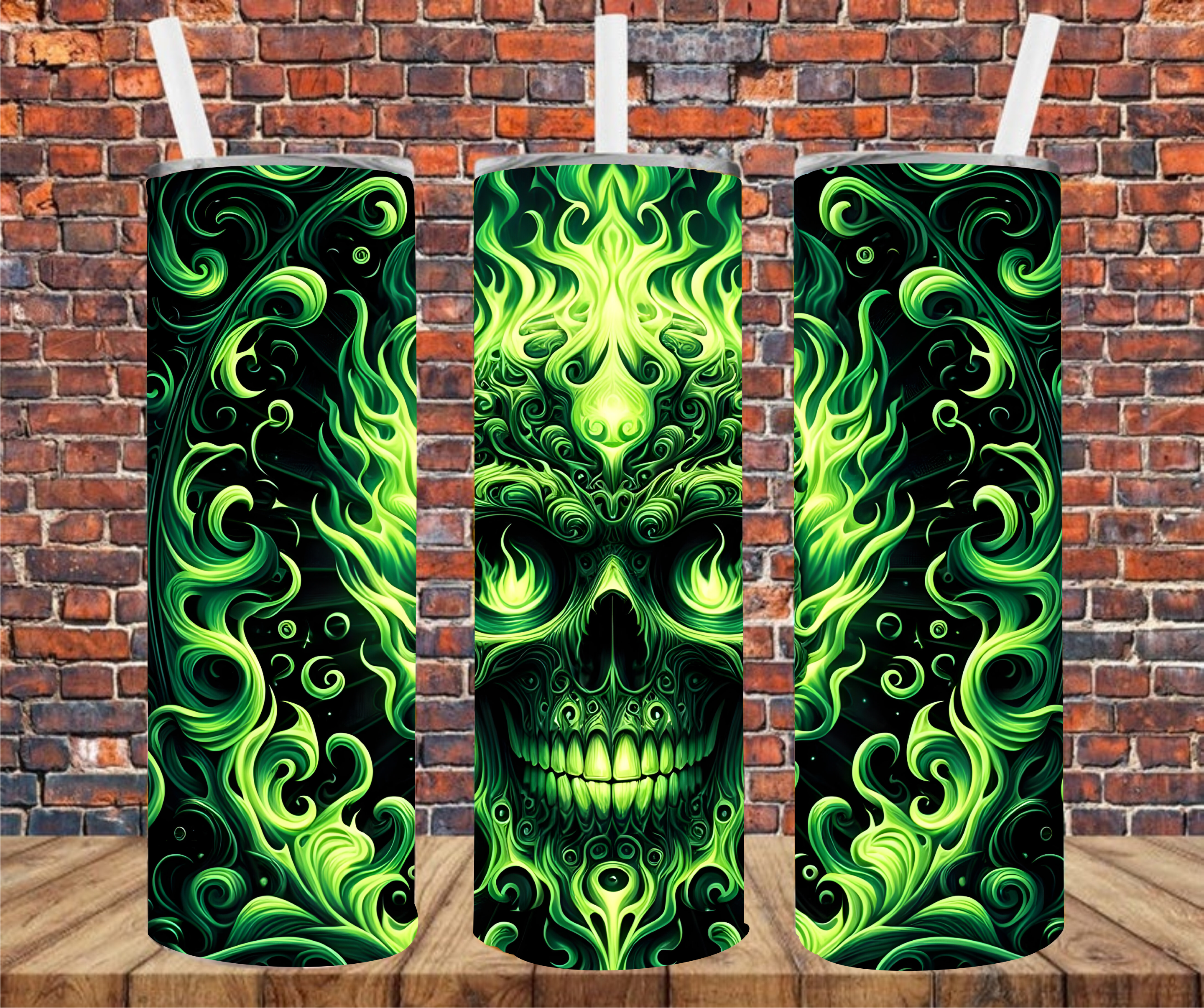 Neon Effect Skull -  Tumbler Wrap - Sublimation Transfer