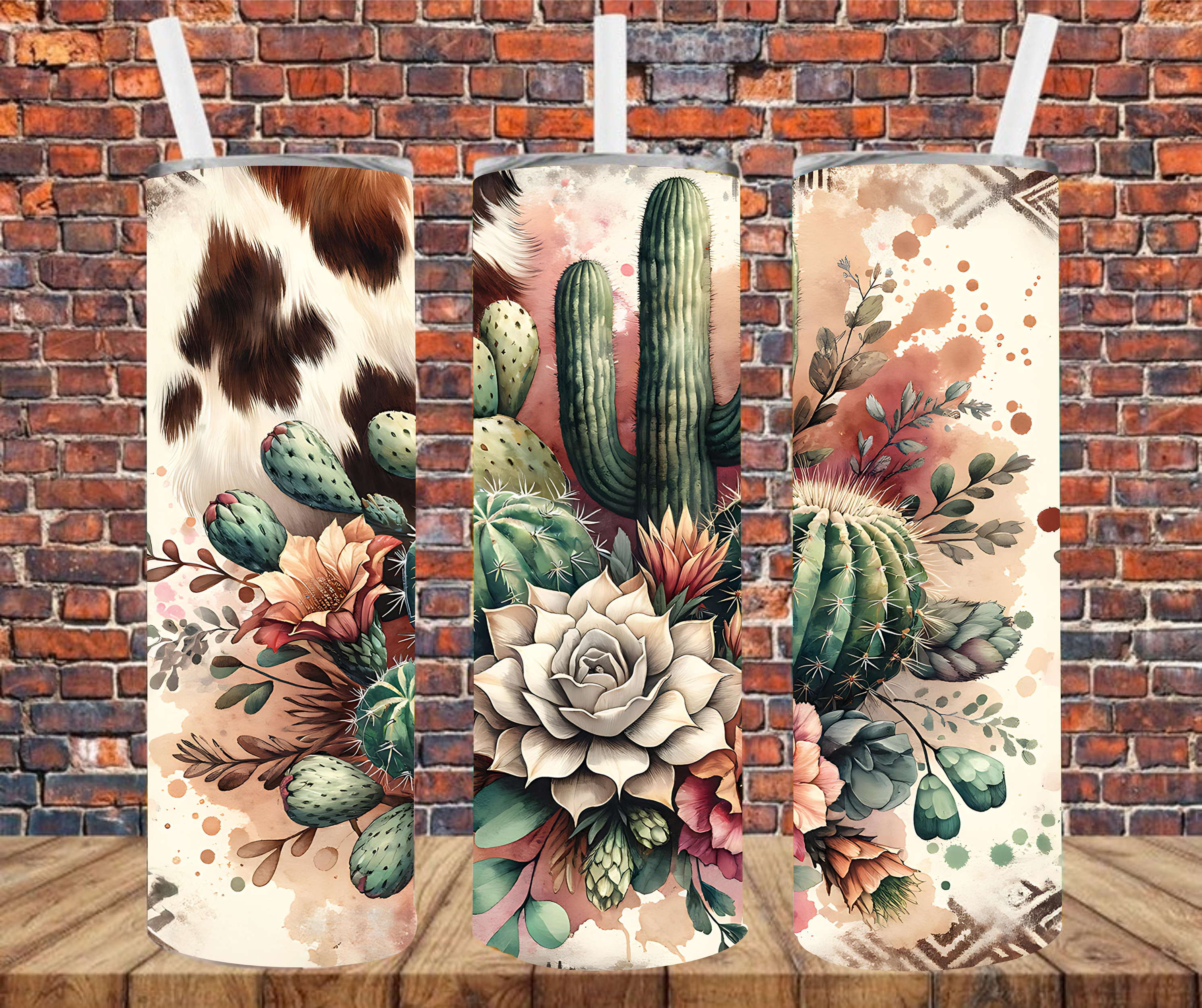 Country Western Cactus - Tumbler Wrap - Sublimation Transfers