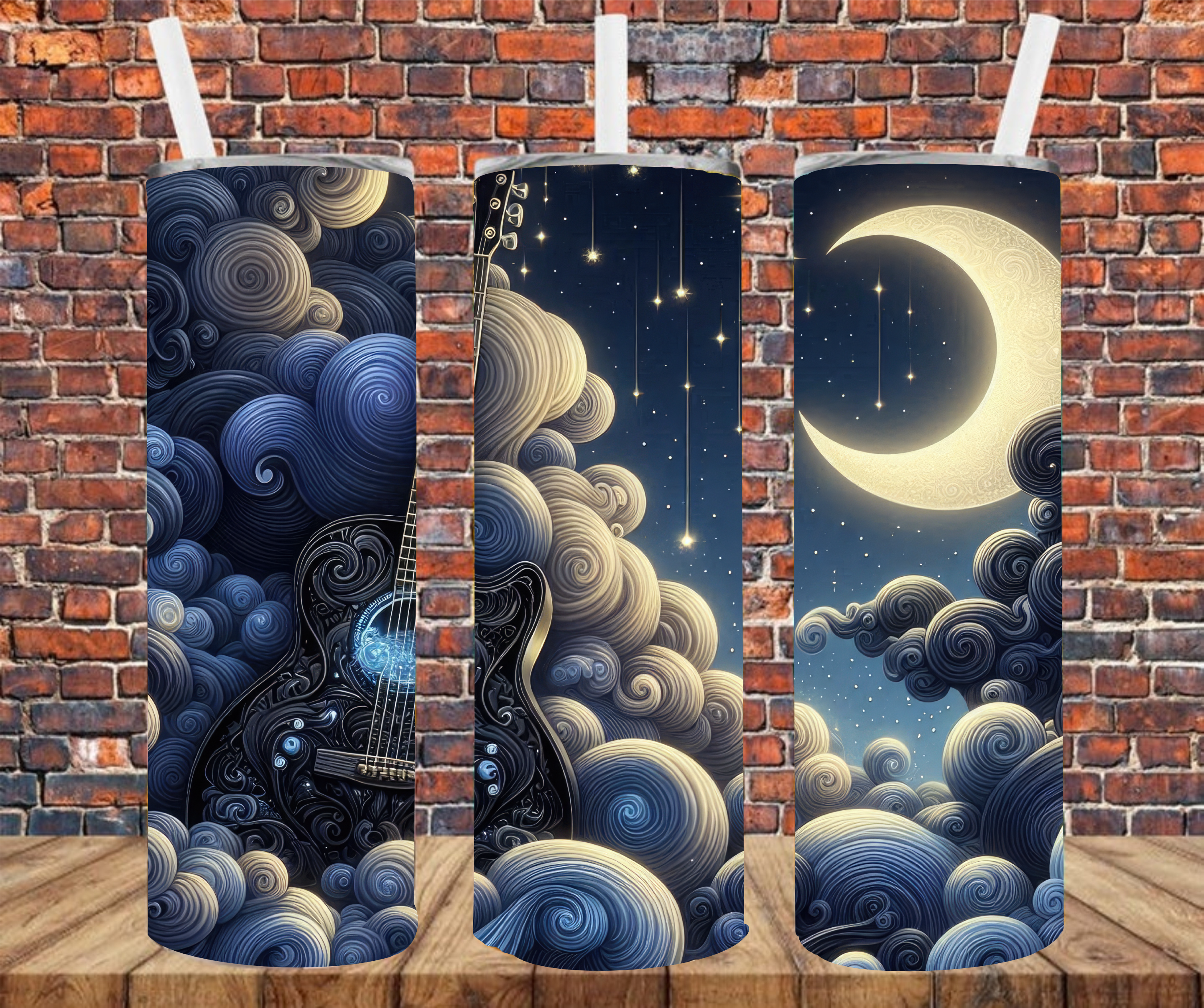 Dark Night Guitar - Sublimation Tumbler Wrap