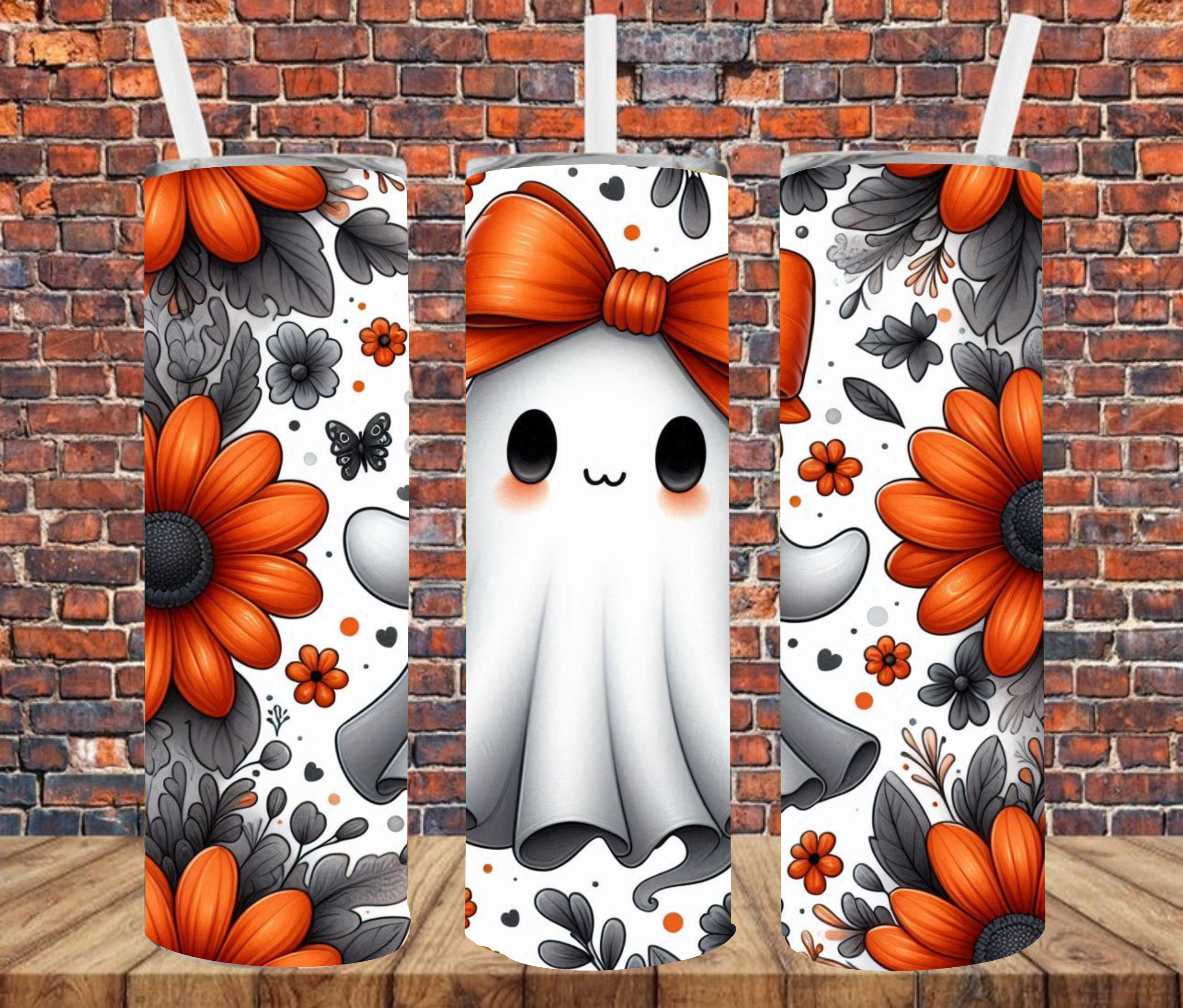 Cute Ghost - Tumbler Wrap - vinyl Transfers