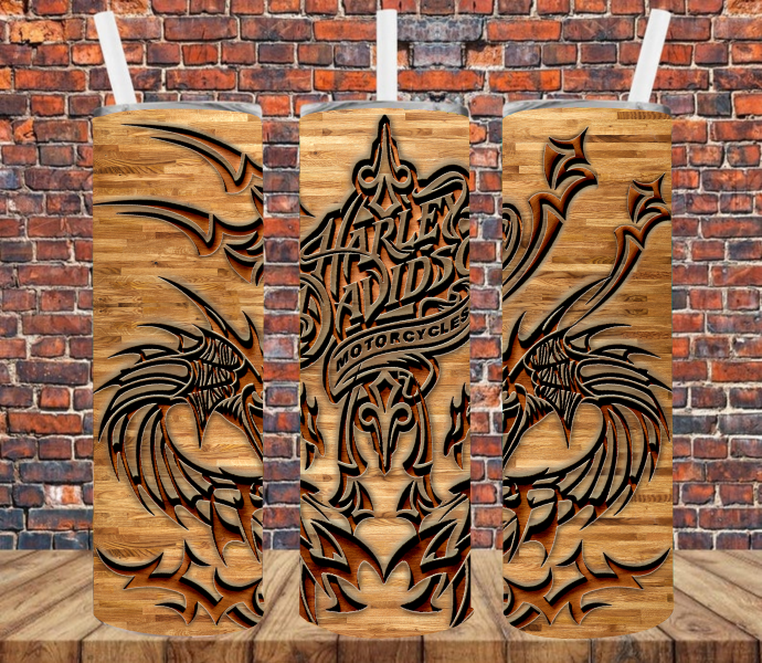 Motorcycle Biker Wood - Tumbler Wrap Sublimation Transfers
