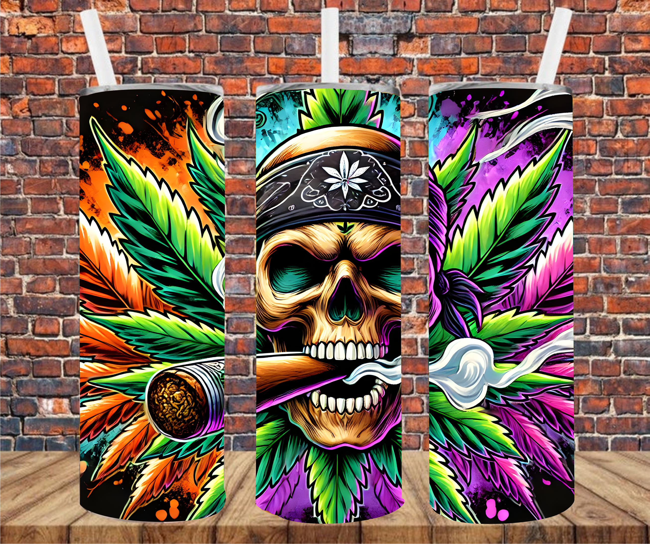 Smoking Skull - Tumbler Wrap - Vinyl Transfer