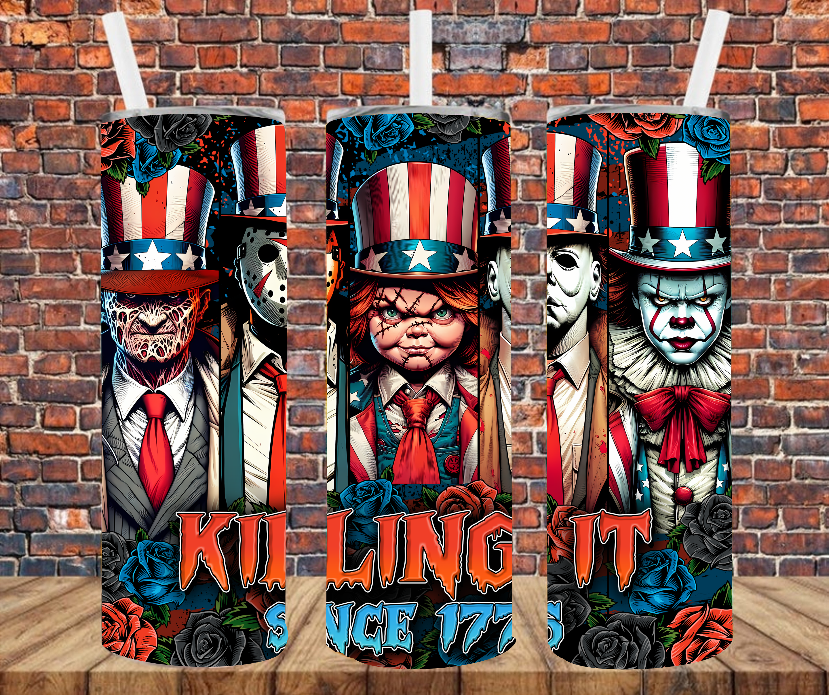 Horror Character - Killing It Since 1776 - Tumbler Wrap - Sublimation Transfer