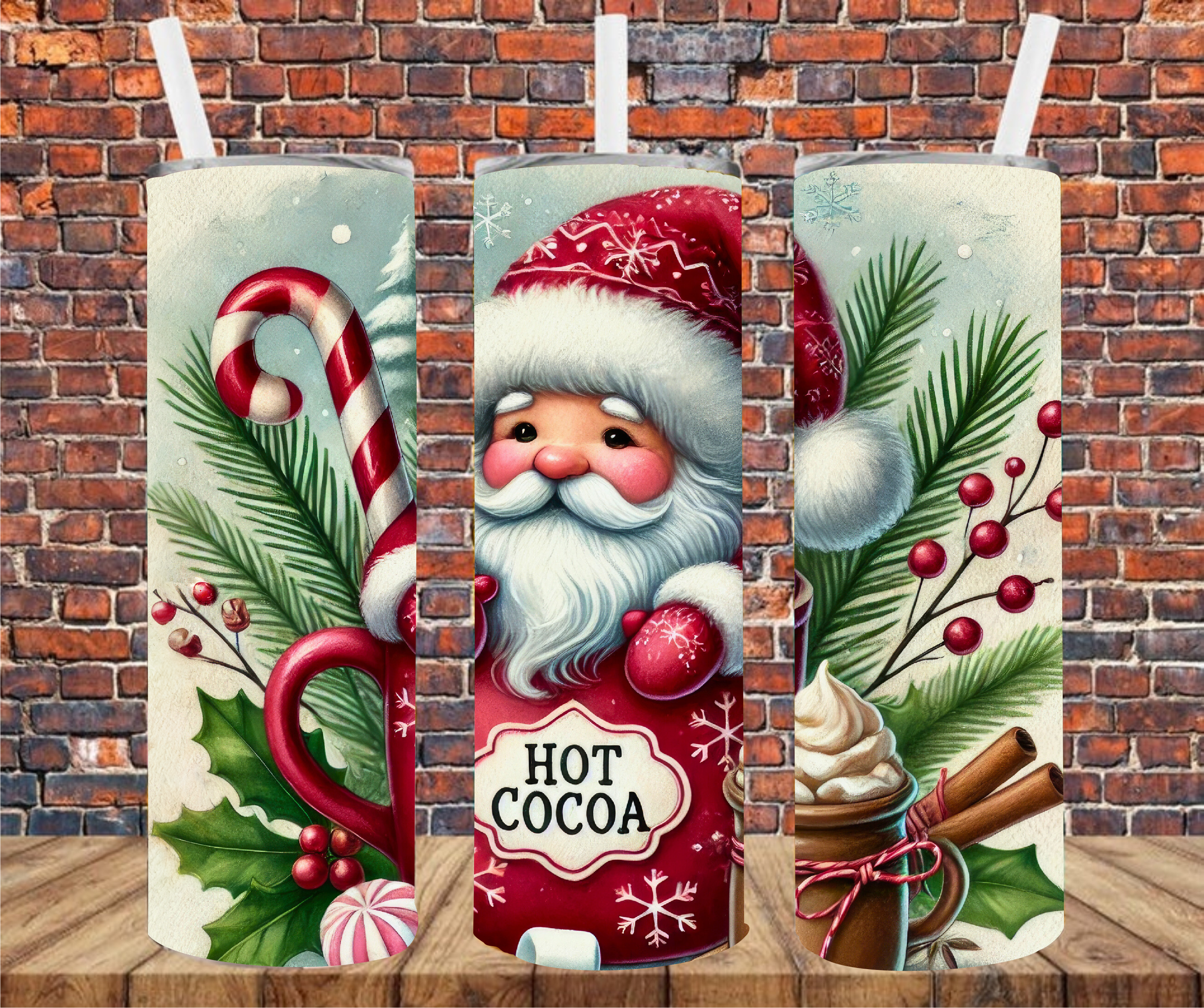 Santa Hot Cocoa - Tumbler Wrap - Sublimation Transfers