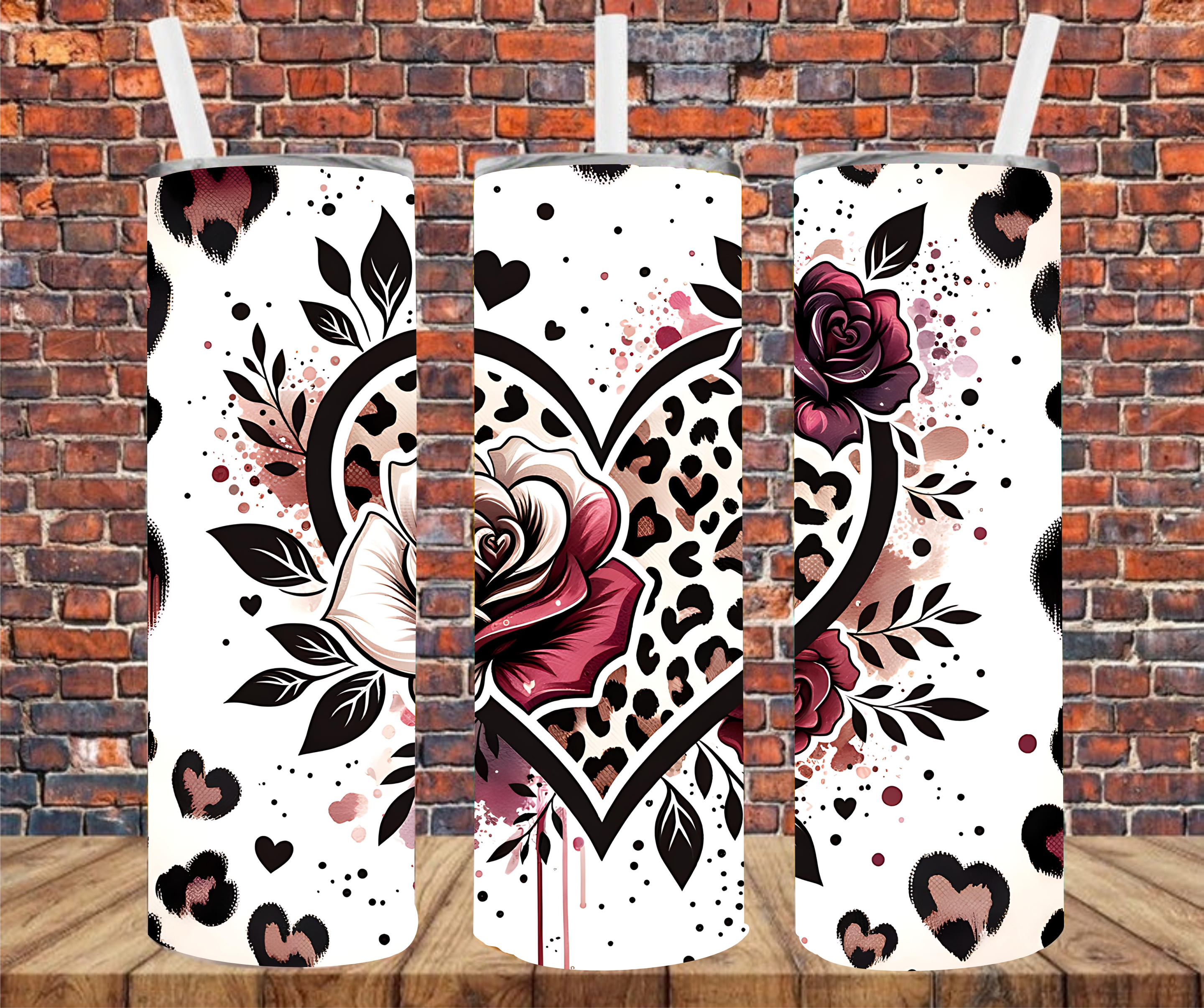 Leopard Heart - Tumbler Wrap - vinyl Transfers