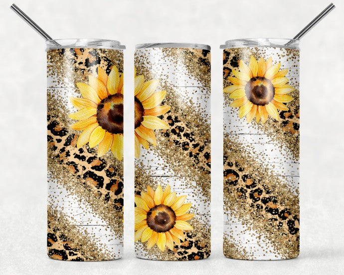 Leopard & Sunflowers - Tumbler Wrap Vinyl Transfers