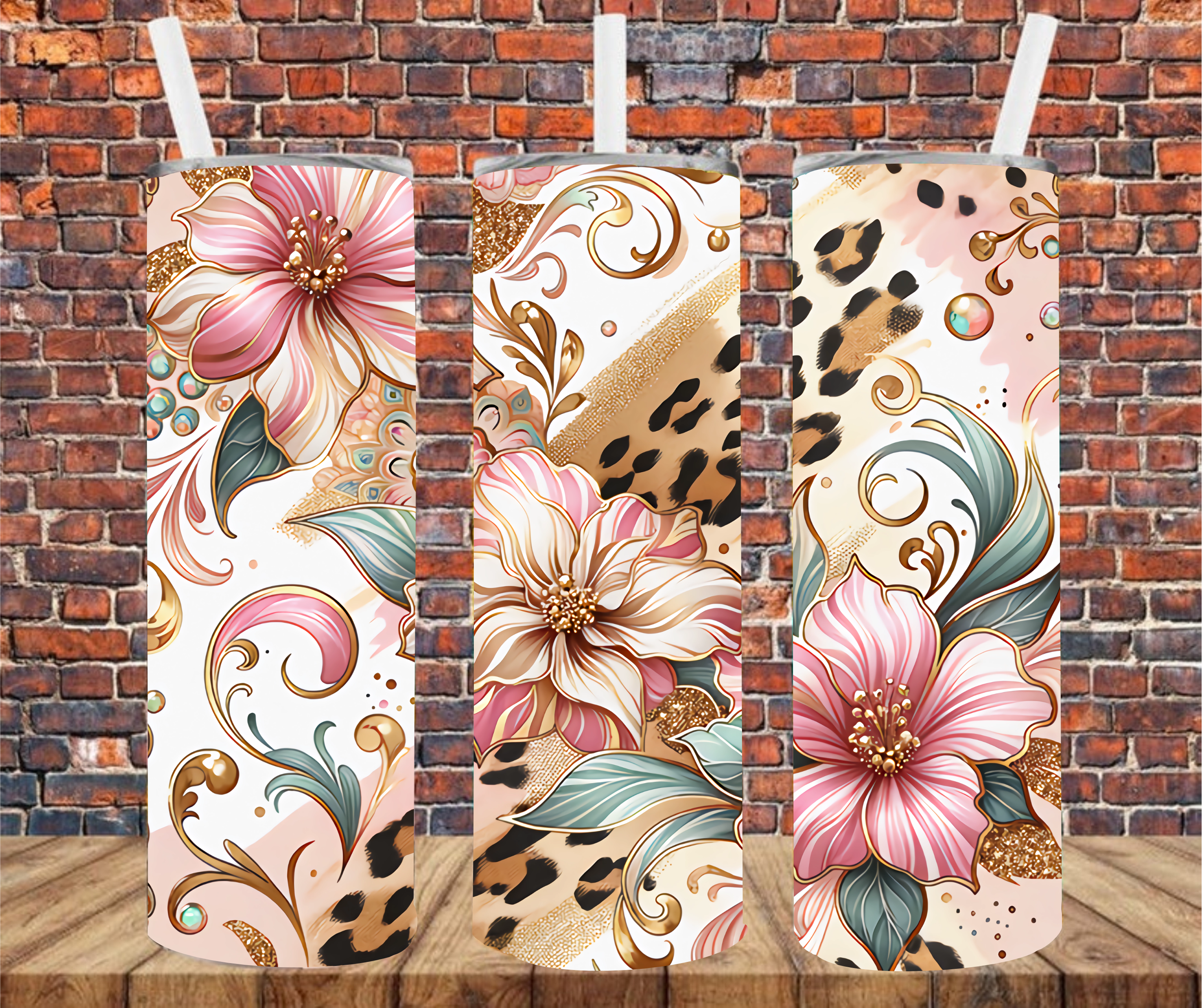 Floral Swash - Tumbler Wrap - vinyl Transfers