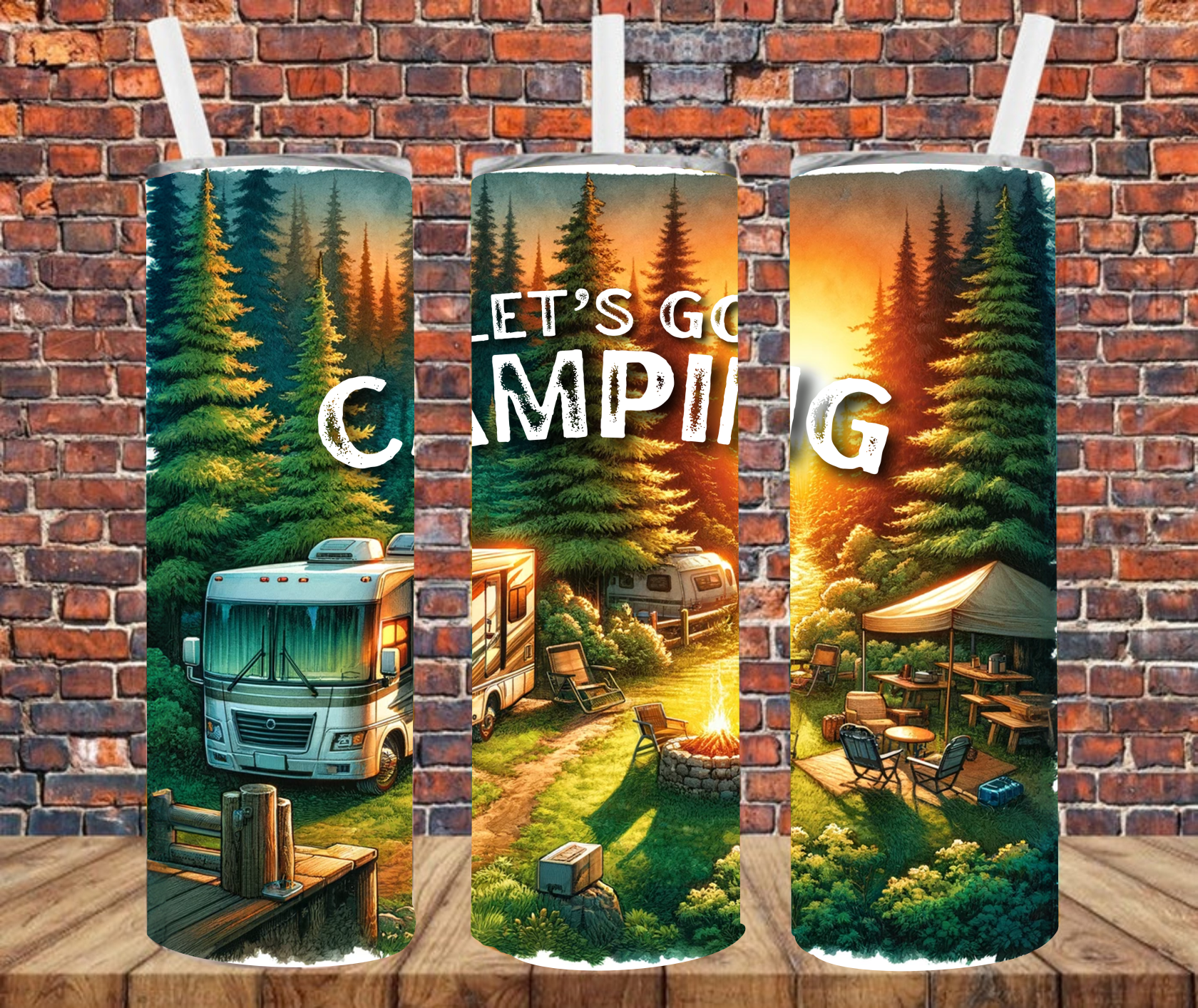 Let's Go Camping - Tumbler Wrap - Sublimation Transfers