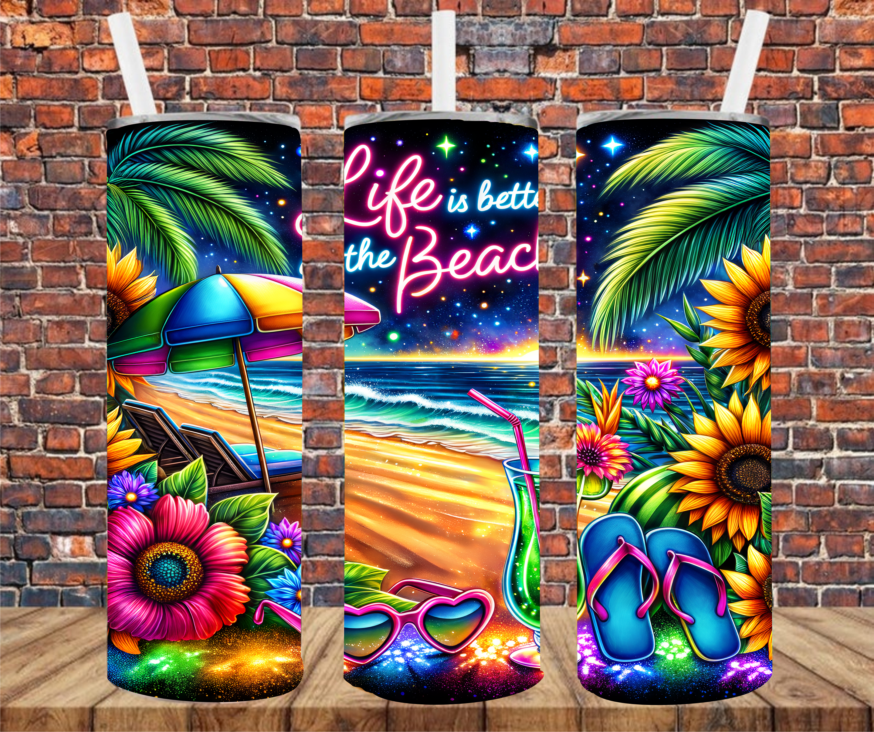 Life Is Better At The Beach - Tumbler Wrap - Sublimation Transfer