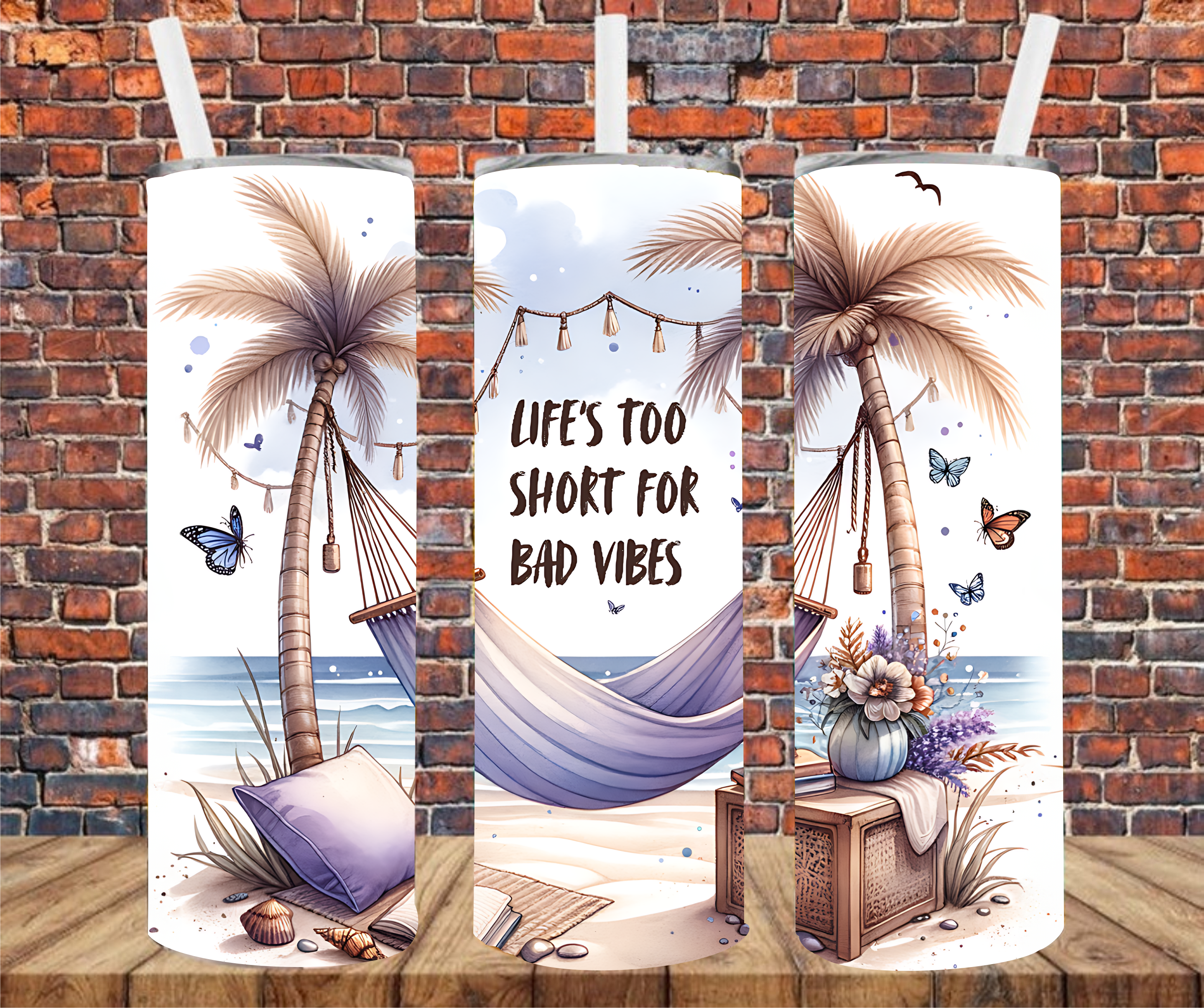 Life's Too Short For Bad Vibes - Tumbler Wrap - Sublimation Transfer