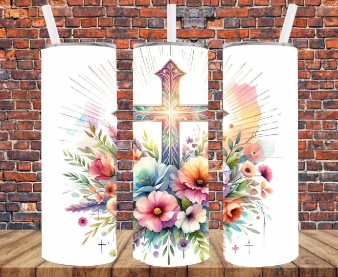 Beautiful Cross - Tumbler Wrap - Sublimation Transfers
