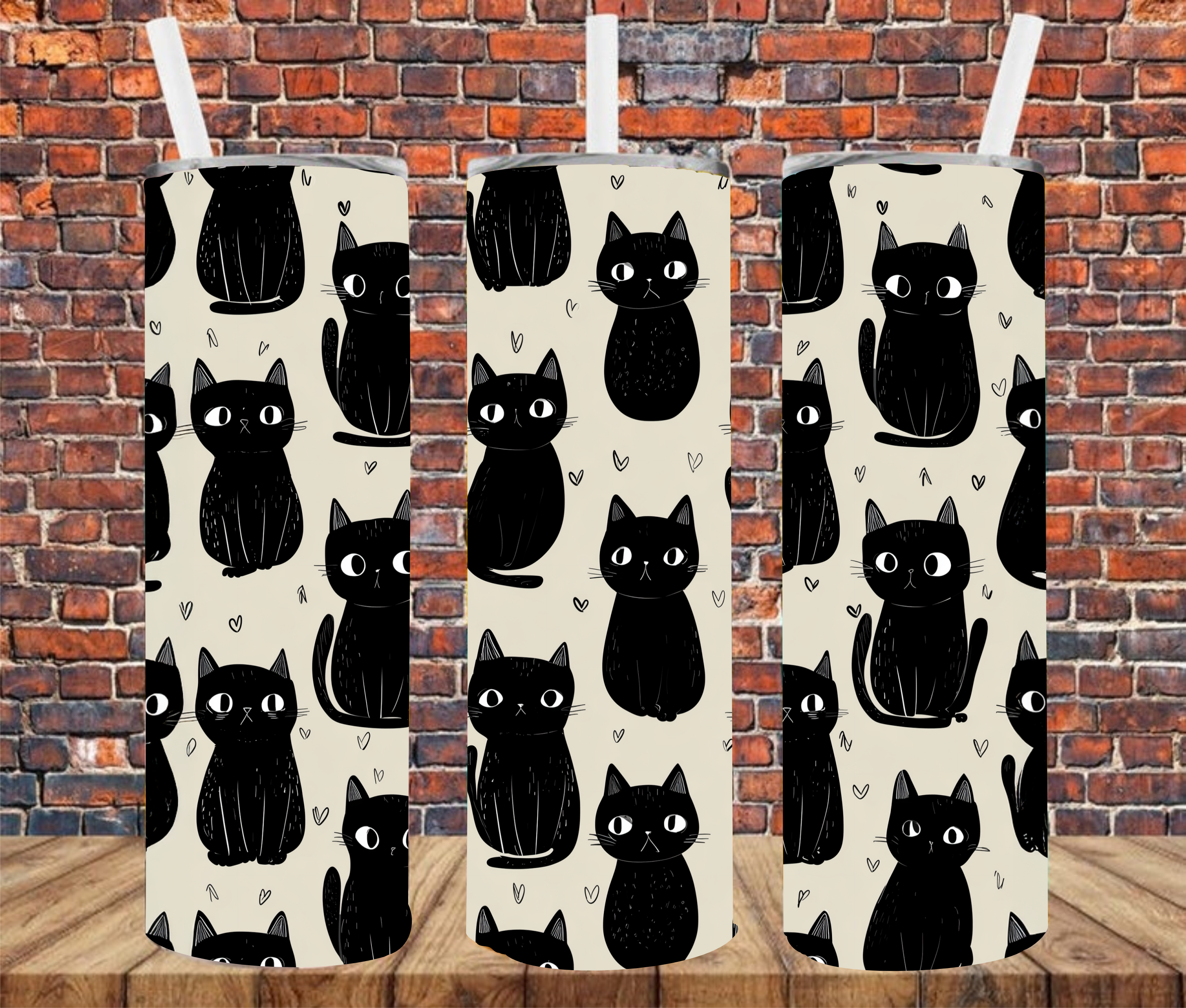Black Cats - Tumbler Wrap - Sublimation Transfers