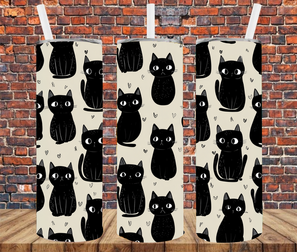 Black Cats - Tumbler Wrap - Sublimation Transfers