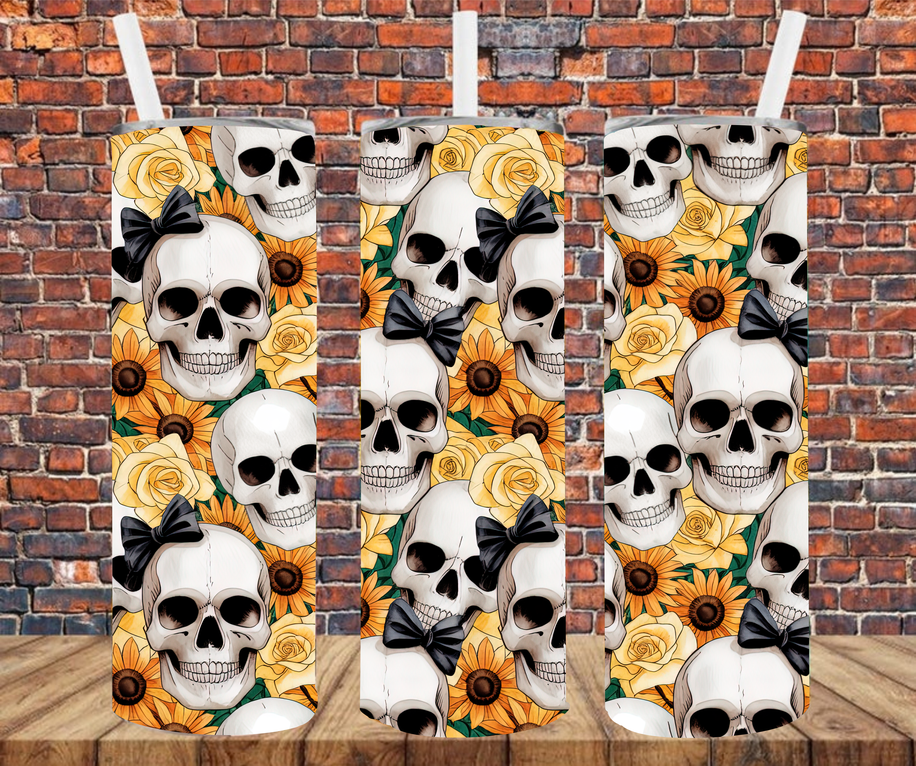 Skulls & Flowers - Tumbler Wrap - Sublimation Transfers