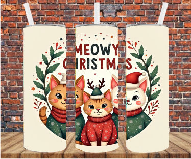 Meowy Christmas Kitties - Tumbler Wrap - Sublimation Transfer