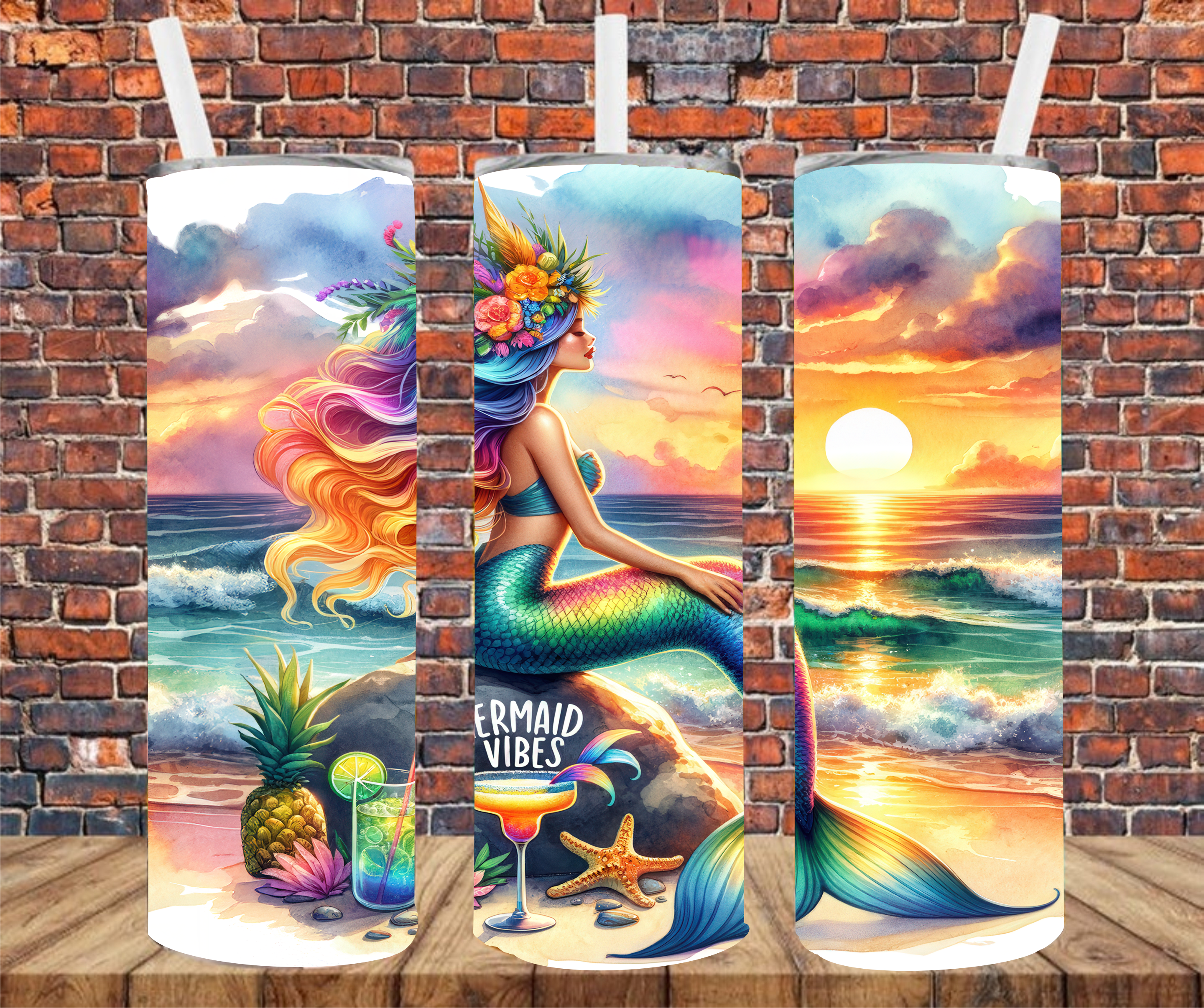 Mermaid Vibes - Tumbler Wrap - Sublimation Transfer