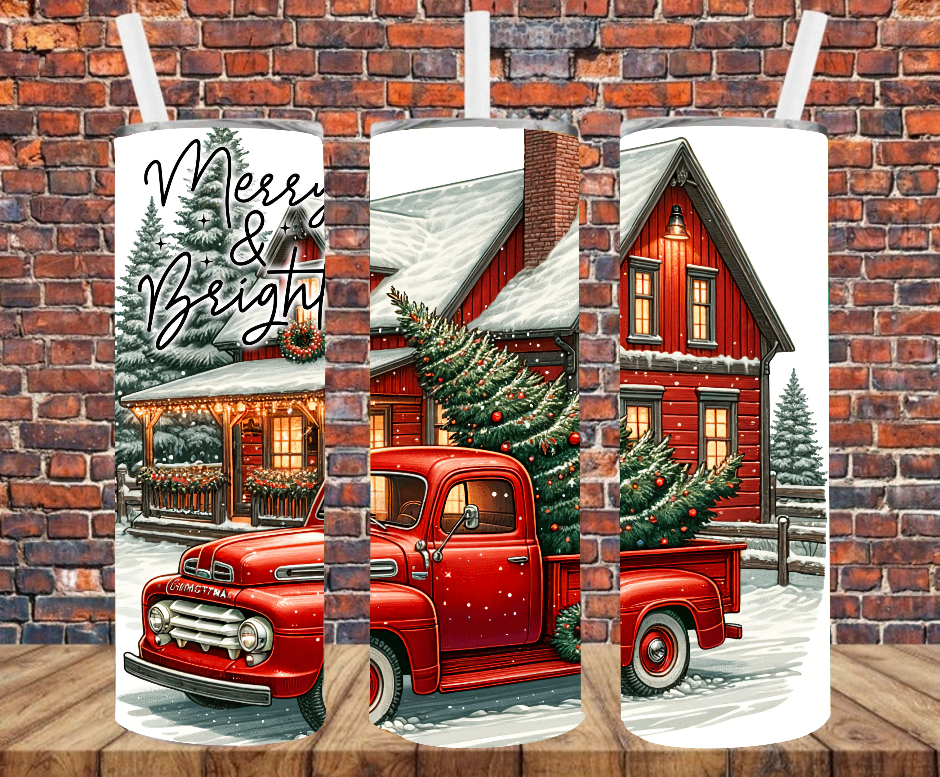 Merry & Bright - Tumbler Wrap - Sublimation Transfers