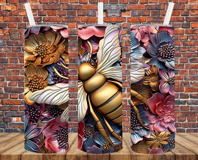 Metal Effect Honeybee - Tumbler Wrap - Sublimation Transfers