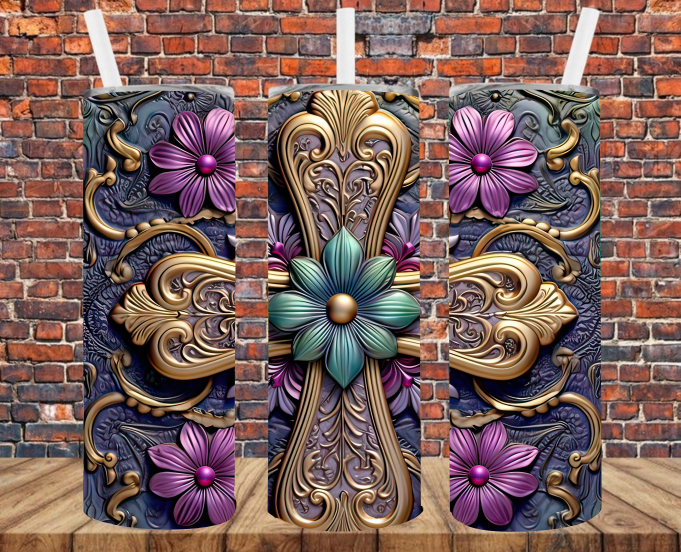 Metal Effect Cross - Tumbler Wrap - Sublimation Transfers