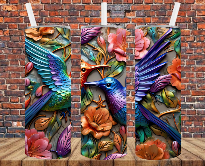 Metal Effect Hummingbirds - Tumbler Wrap - Sublimation Transfers