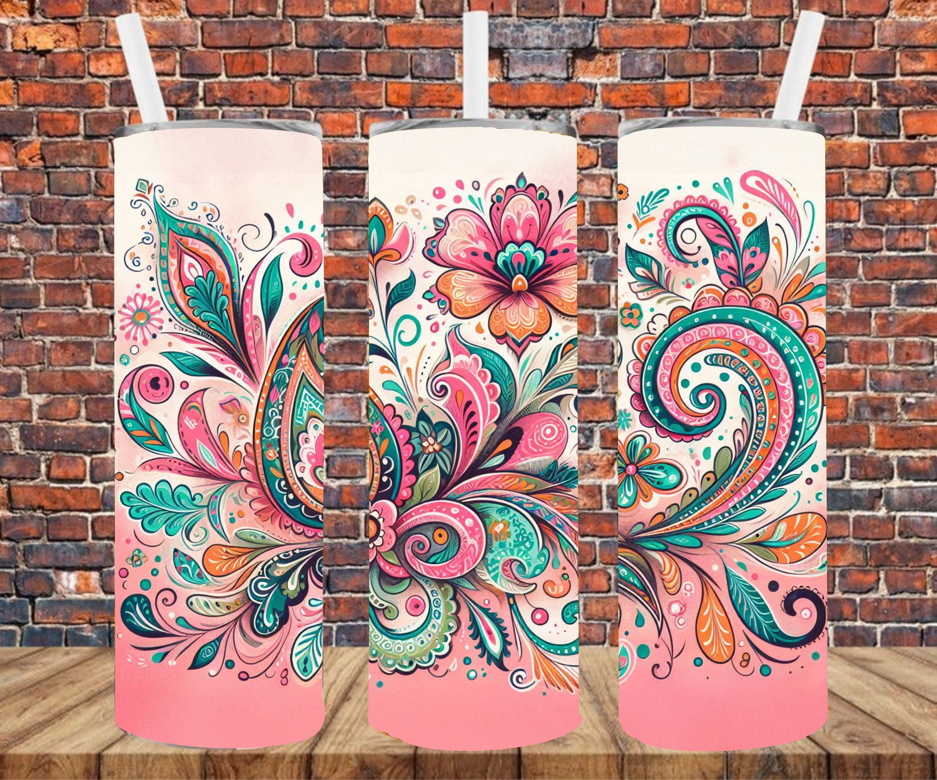 Paisley Floral - Tumbler Wrap - Sublimation Transfers