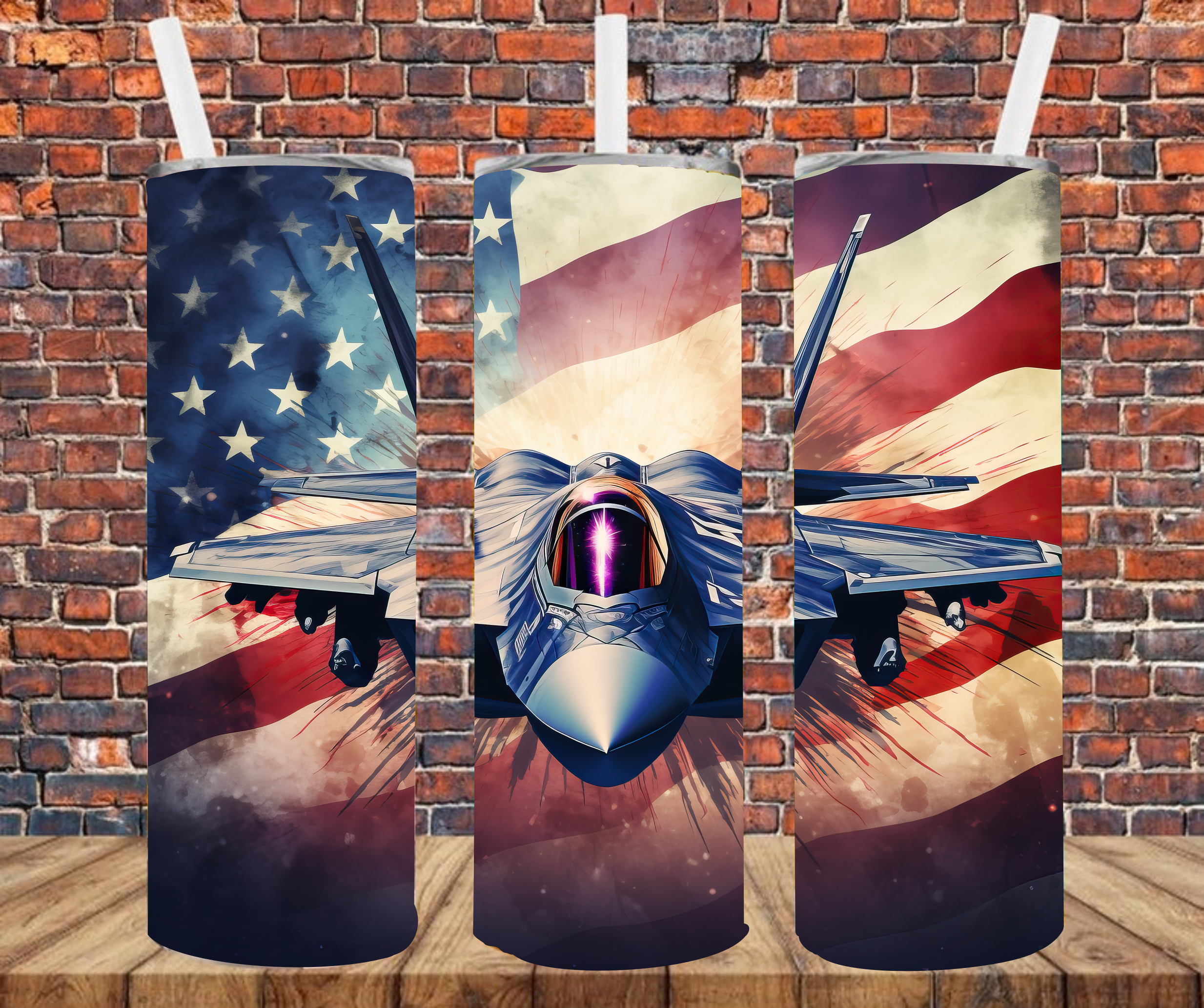 American Fighter Jet  - Tumbler Wrap - Sublimation Transfers